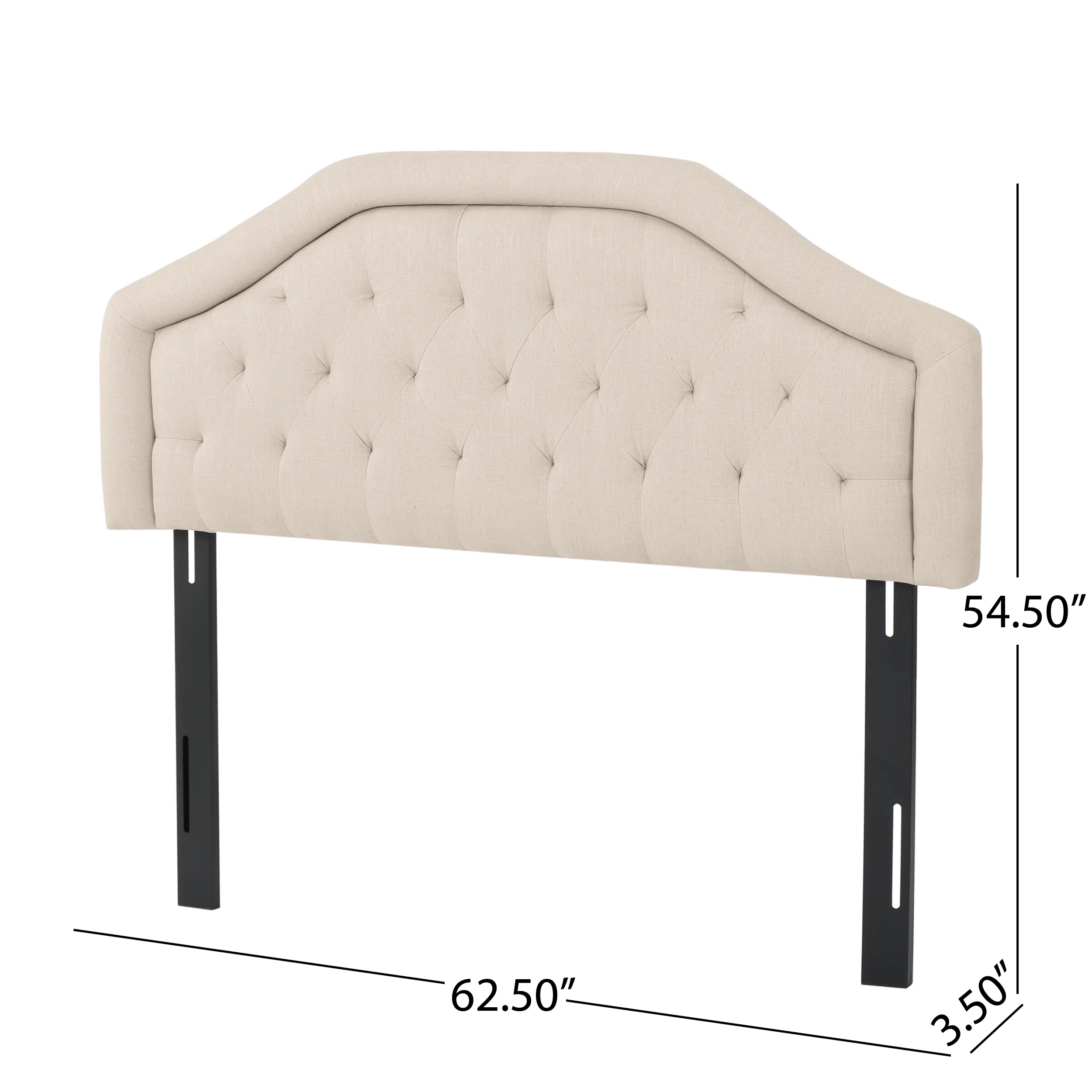 Celina Queen Tufted Adjustable Fabric Headboard - furnishings