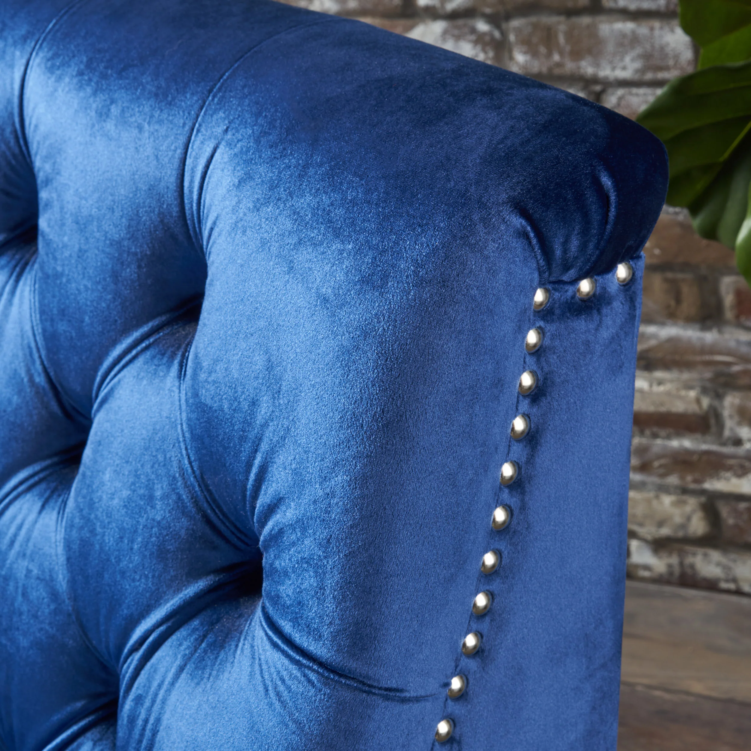 Ailsa Contemporary Button Tufted Fabric Club Chair with Nailhead Trim - furnishings
