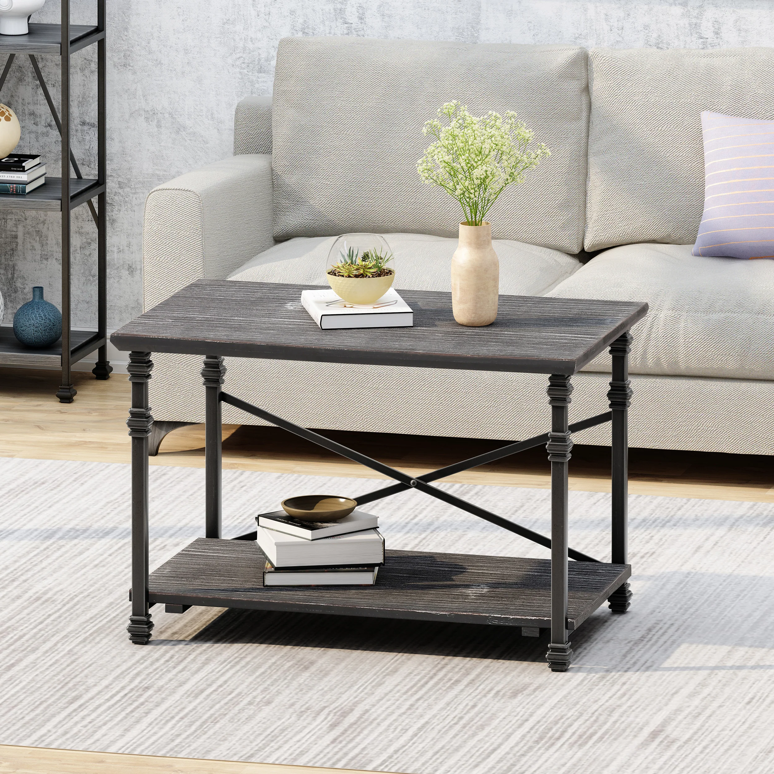 Idalina Modern Industrial Coffee Table - furnishings