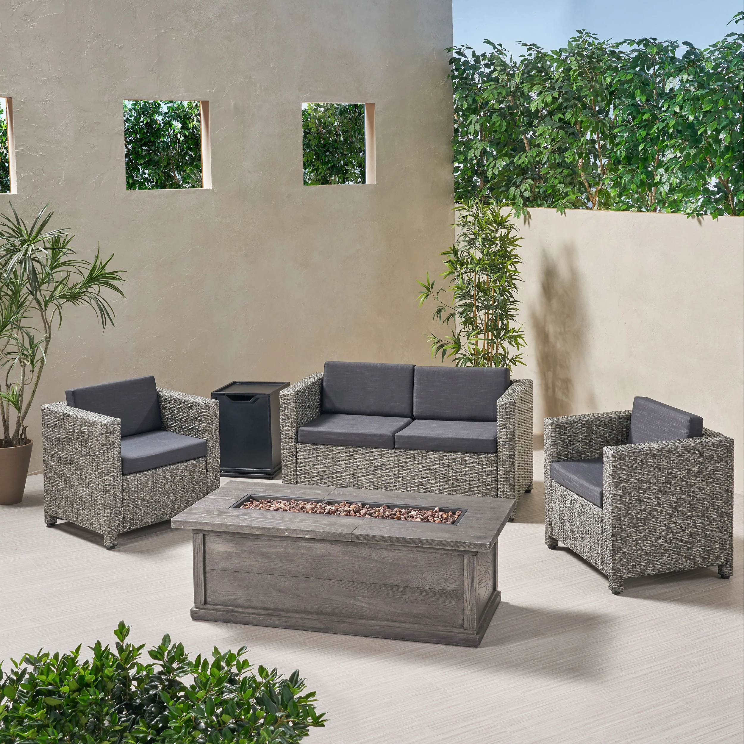 Venice 4-Seater Outdoor Fire Pit Sofa Set - furnishings