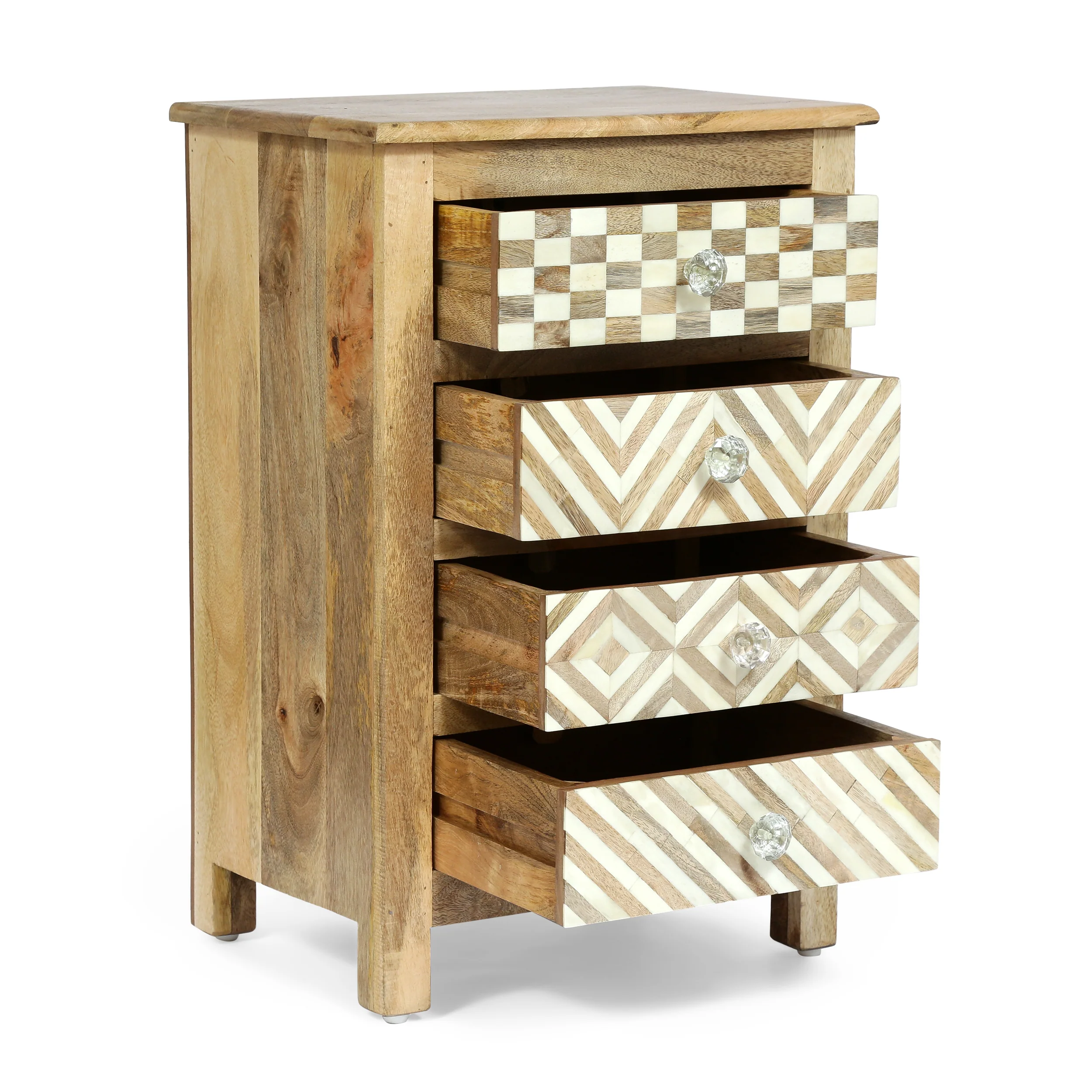Nahanni Handcrafted Boho 4 Drawer Mango Wood Nightstand - furnishings