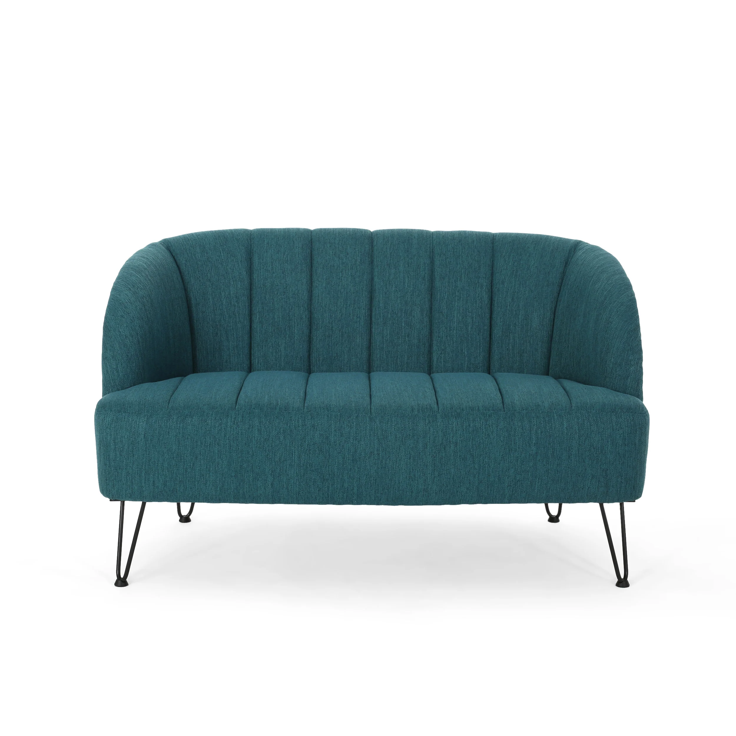 Kyra Modern Fabric Settee with Hairpin Legs - furnishings
