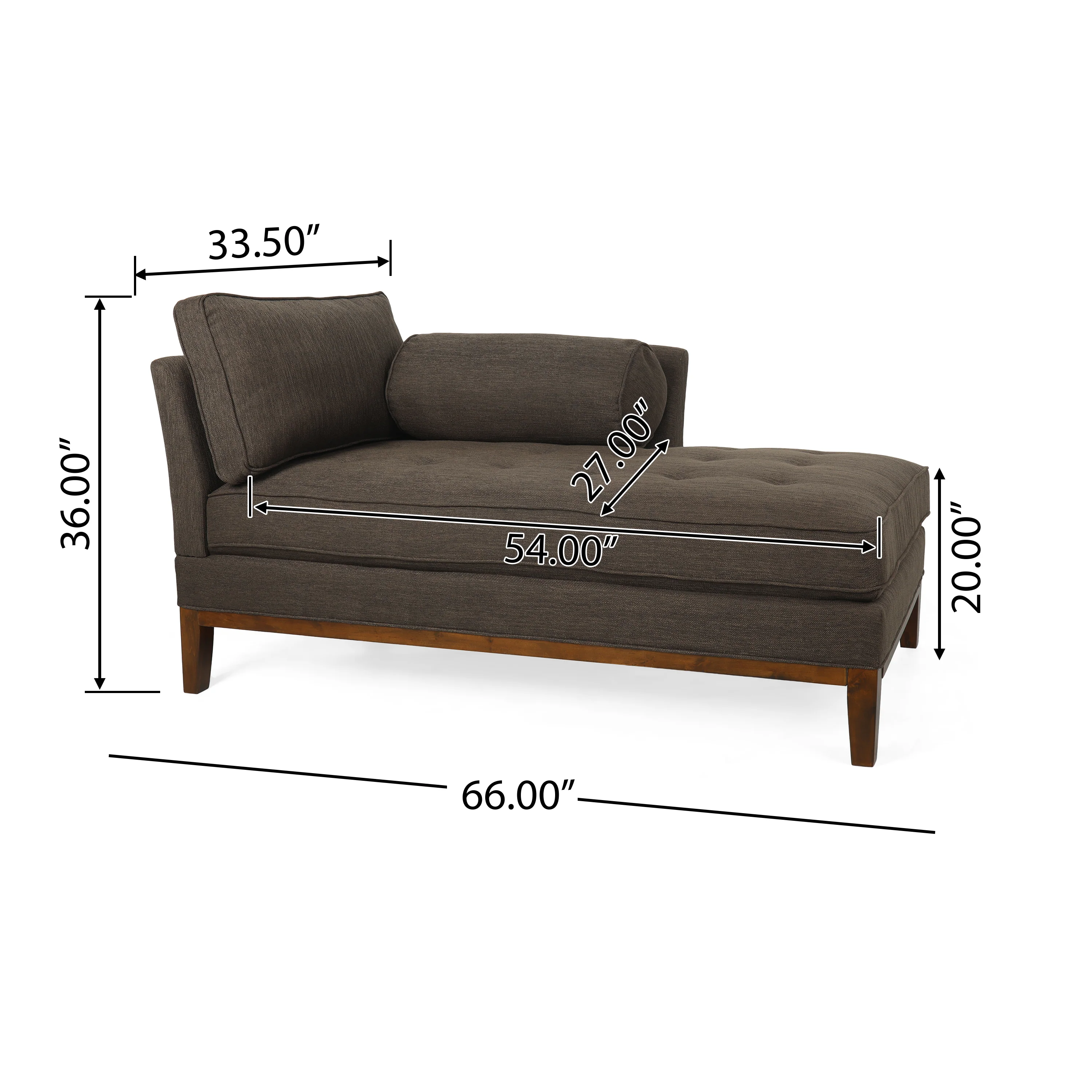 Neel Contemporary Fabric Tufted Chaise Lounge with Bolster Pillow - furnishings