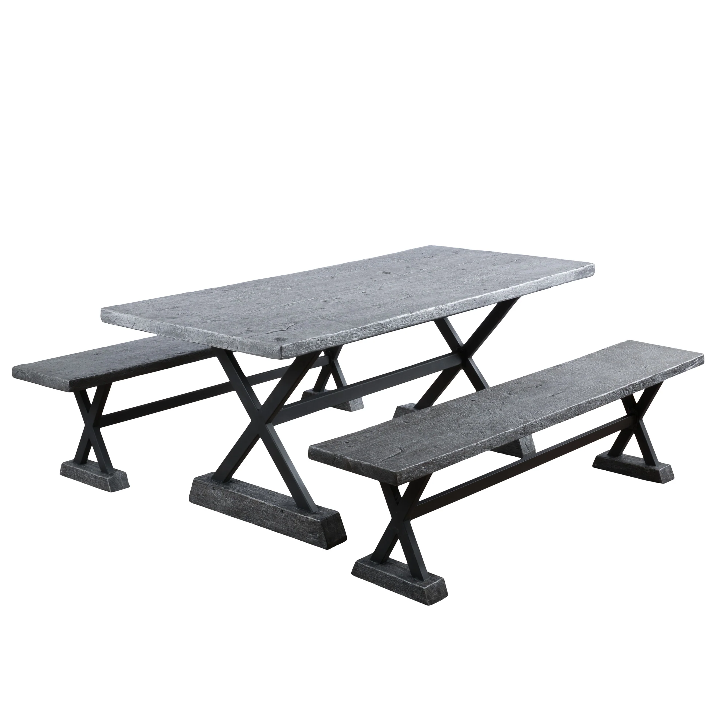 Colby Outdoor 3 Piece Lightweight Concrete Dining Set with Benches - furnishings