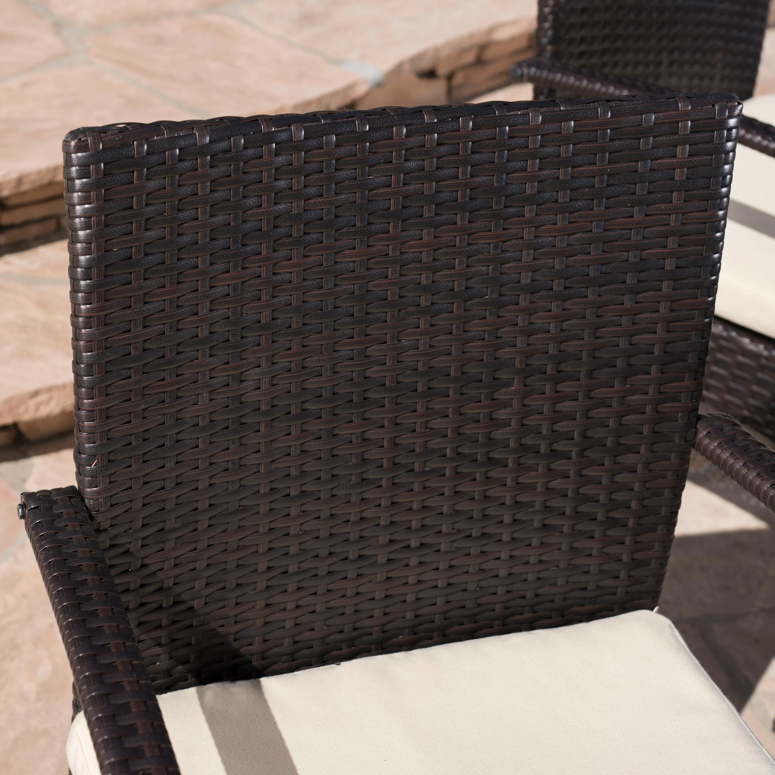 Jasmine Outdoor 7 Piece Wicker Hexagon Dining Set with Water Resistant Chairs - furnishings
