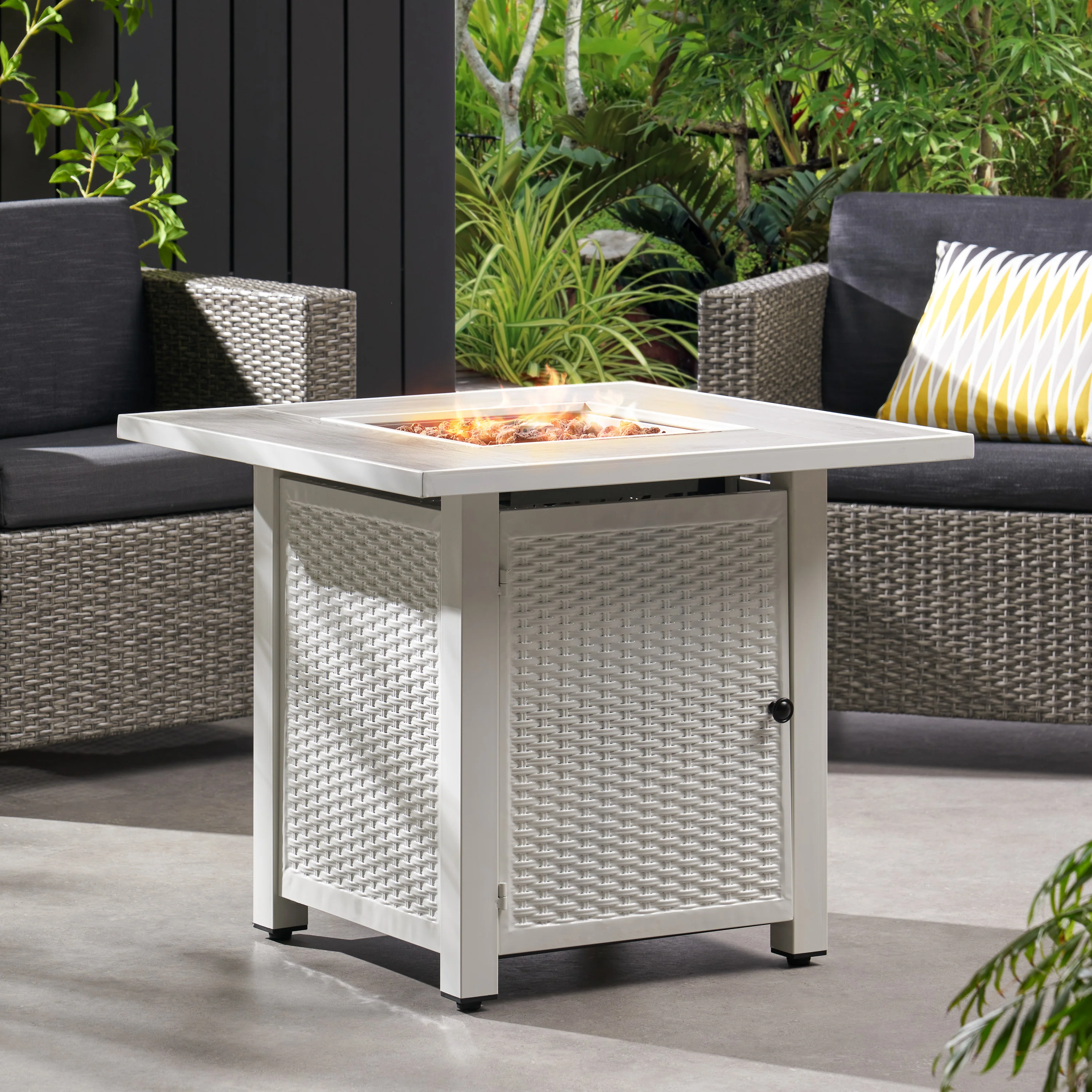 Larry Outdoor 40,000 BTU Iron Square Fire Pit - furnishings