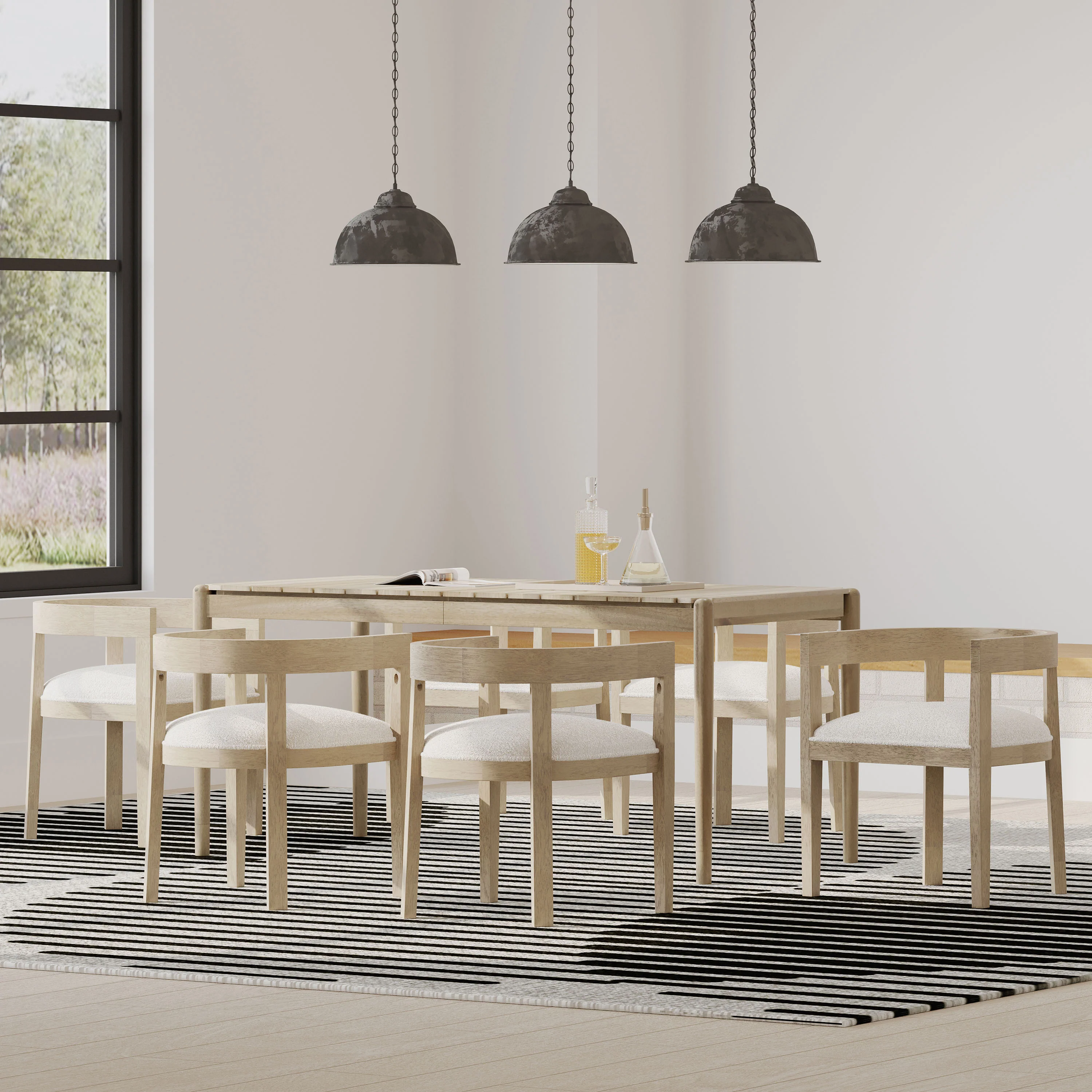 Helke Acacia Wood 7 Piece Dining Set - furnishings