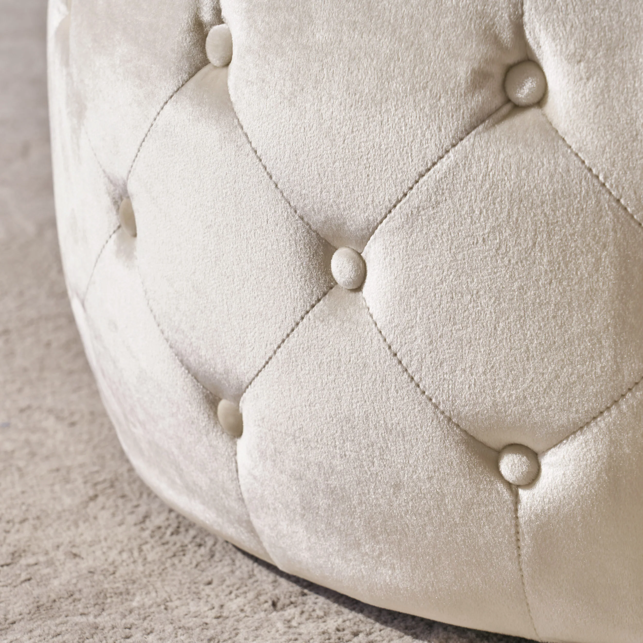 Ivy Glam Velvet and Tempered Glass Coffee Table Ottoman - furnishings