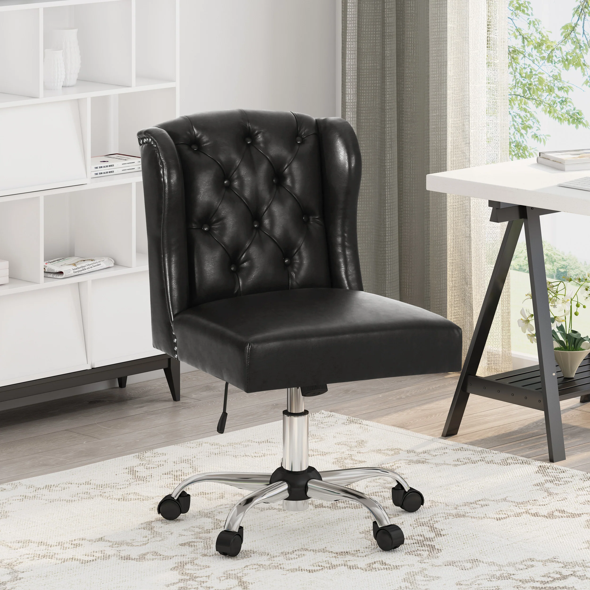 Amar Contemporary Wingback Tufted Swivel Office Chair - furnishings