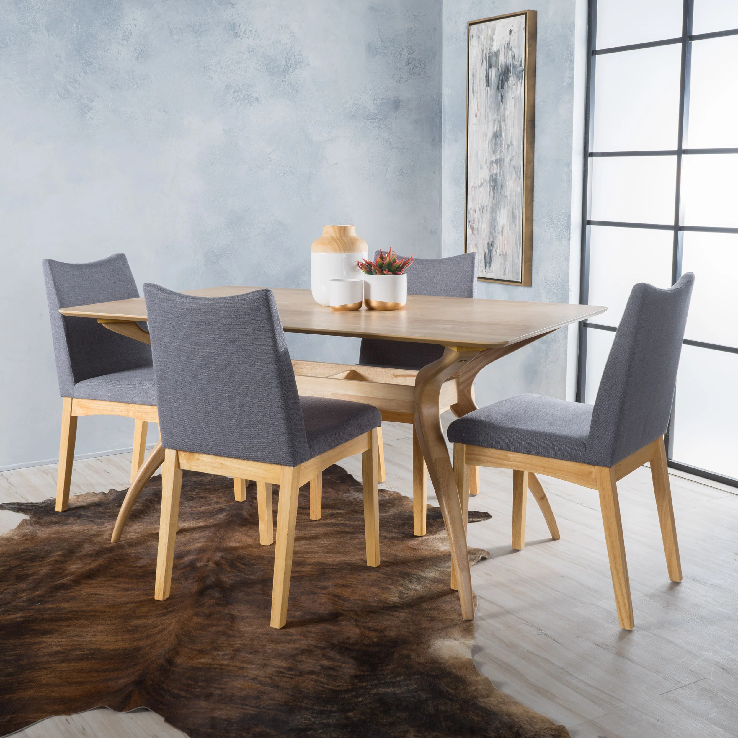 Gertrude Mid-Century Modern 4 Seater Dining Set - furnishings