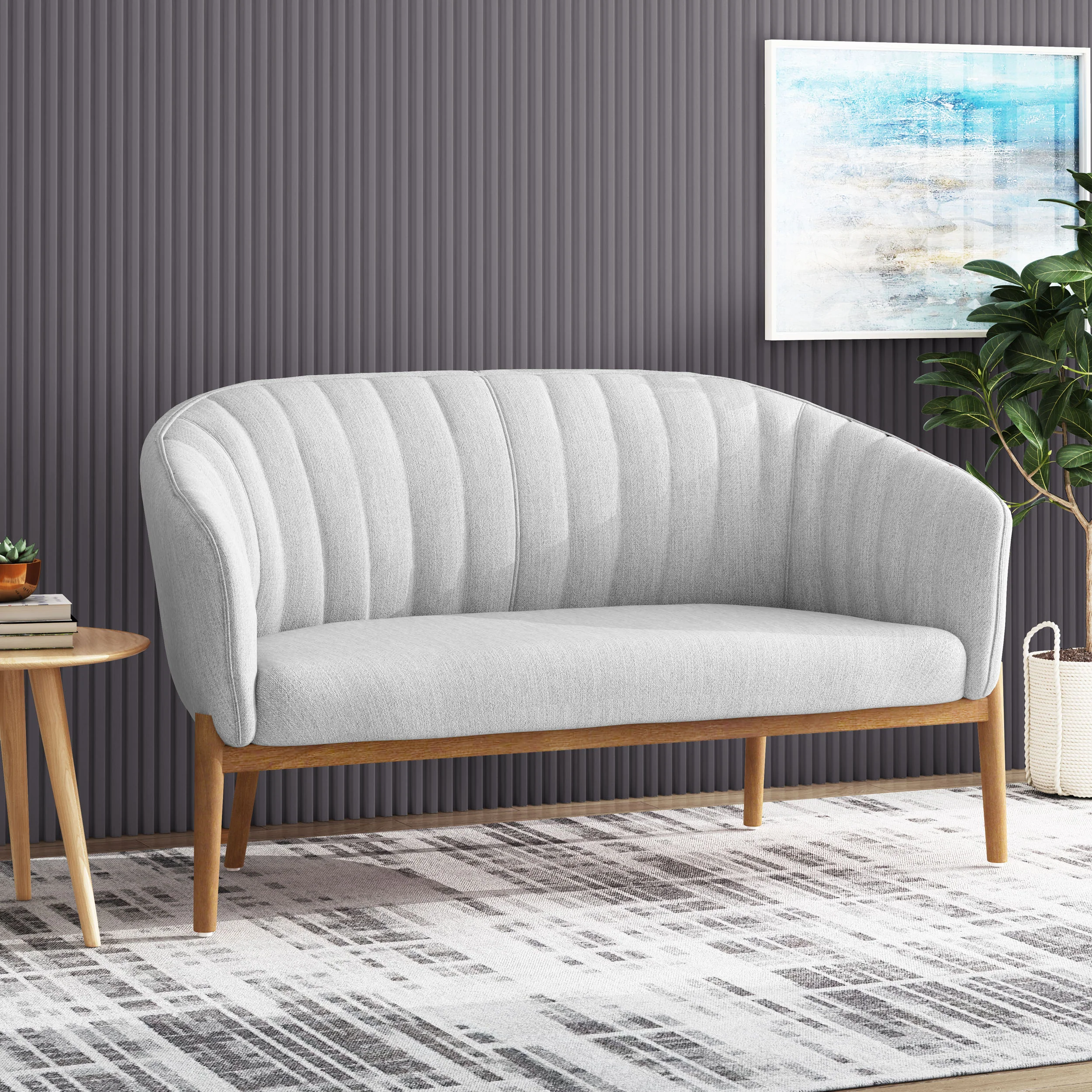Deborah Mid-Century Fabric Settee - furnishings