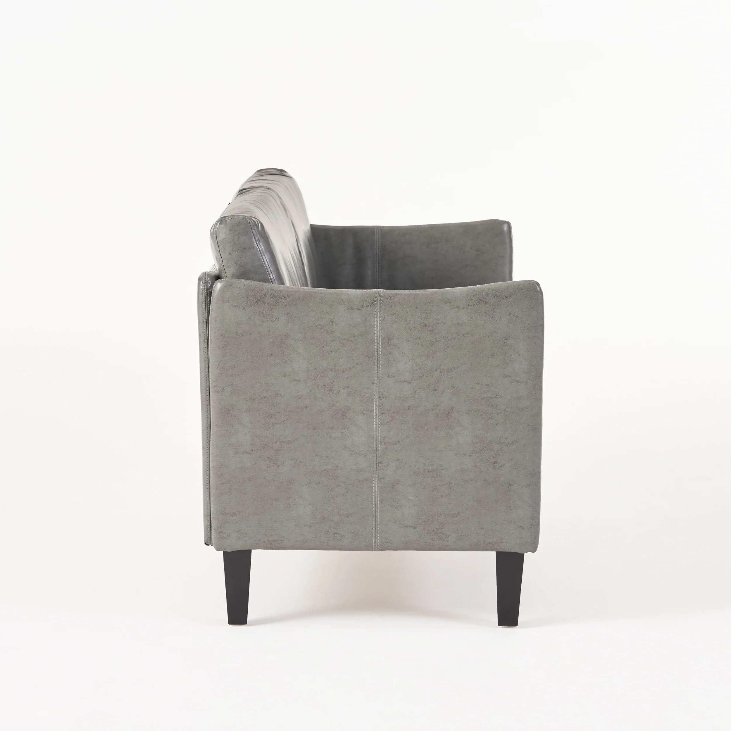 Nile Grey Leather Loveseat - furnishings