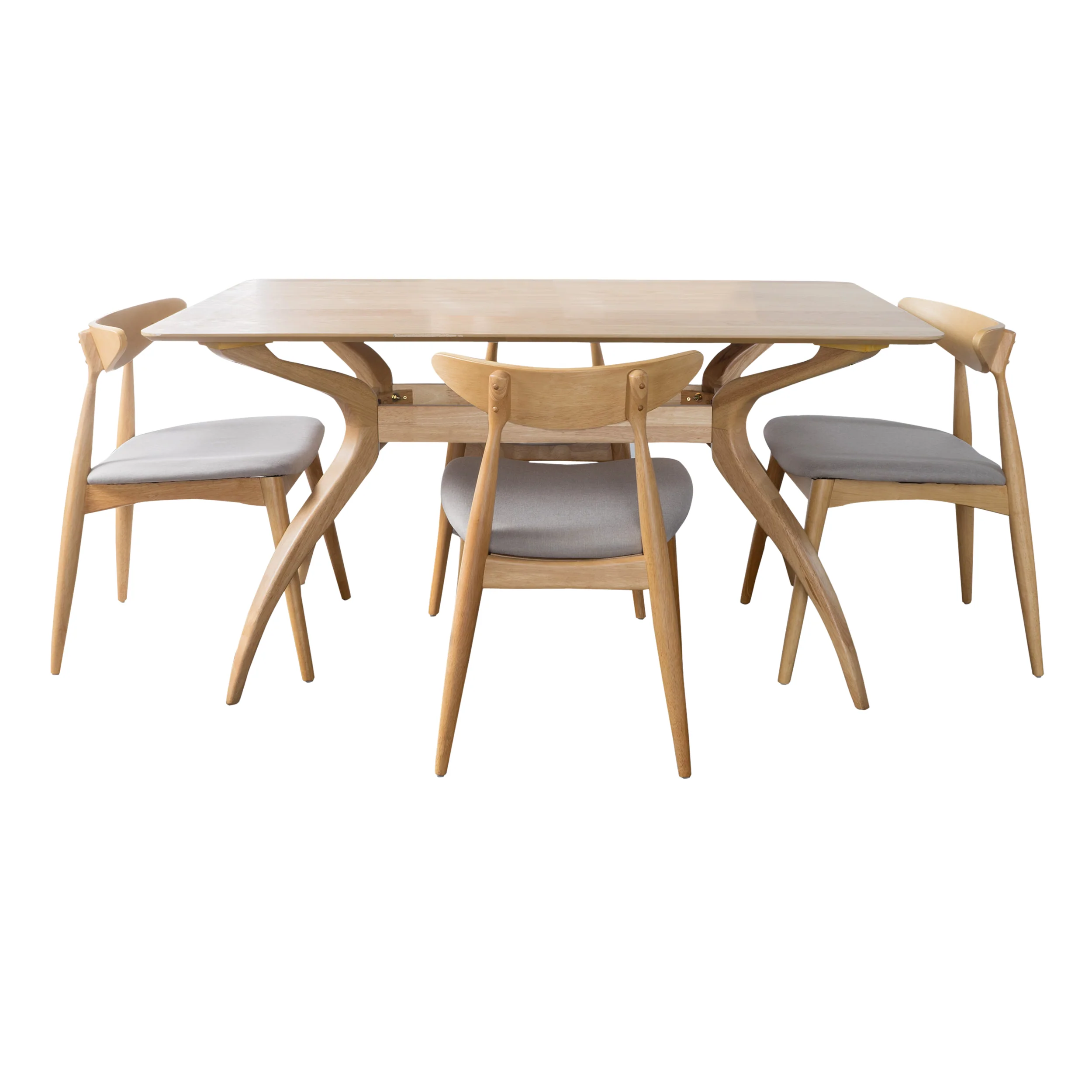 Issaic Mid-Century Modern 5-Piece Fabric Upholstered Dining Set w/ Wood Frame - furnishings