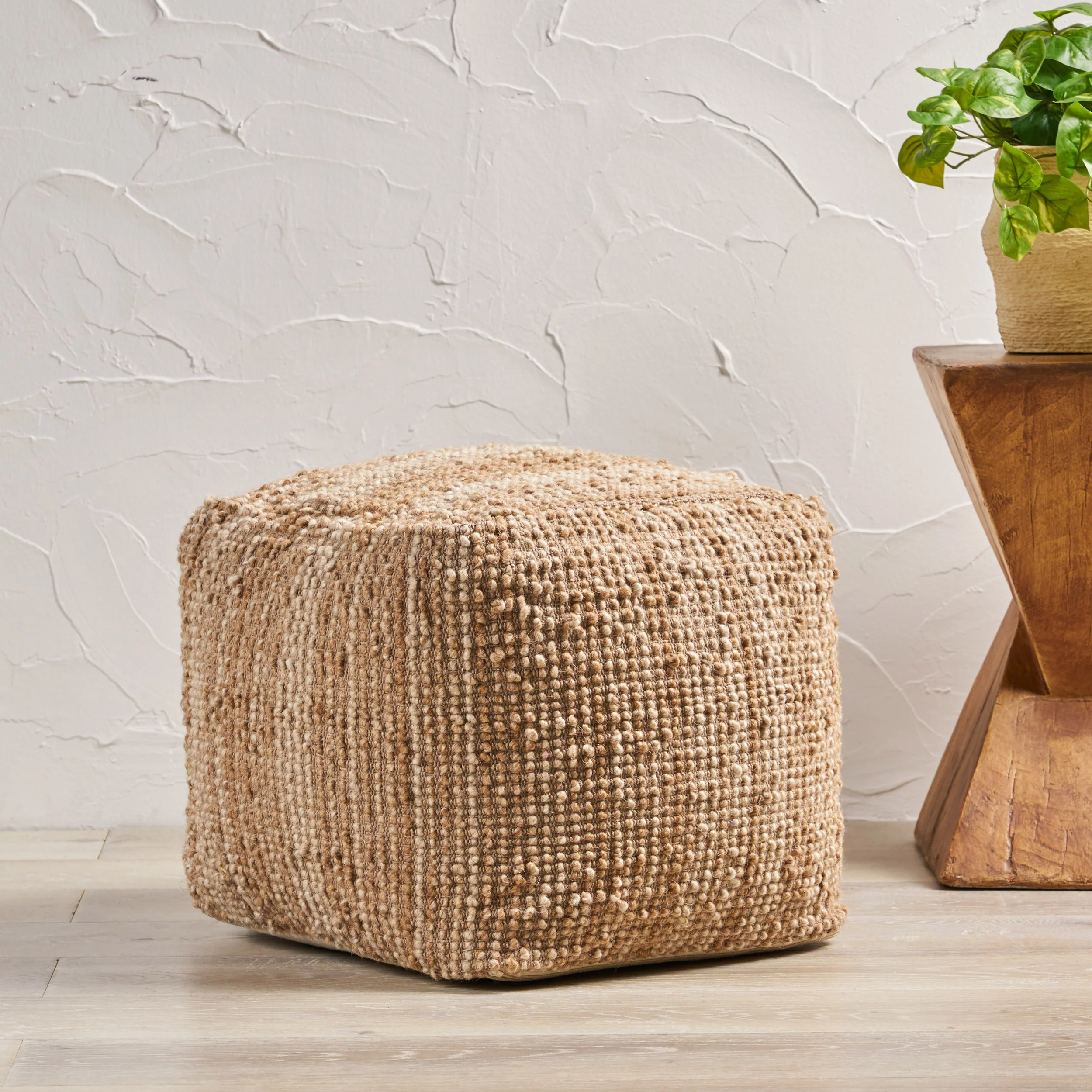 Beso Handcrafted Boho Fabric Pouf - furnishings