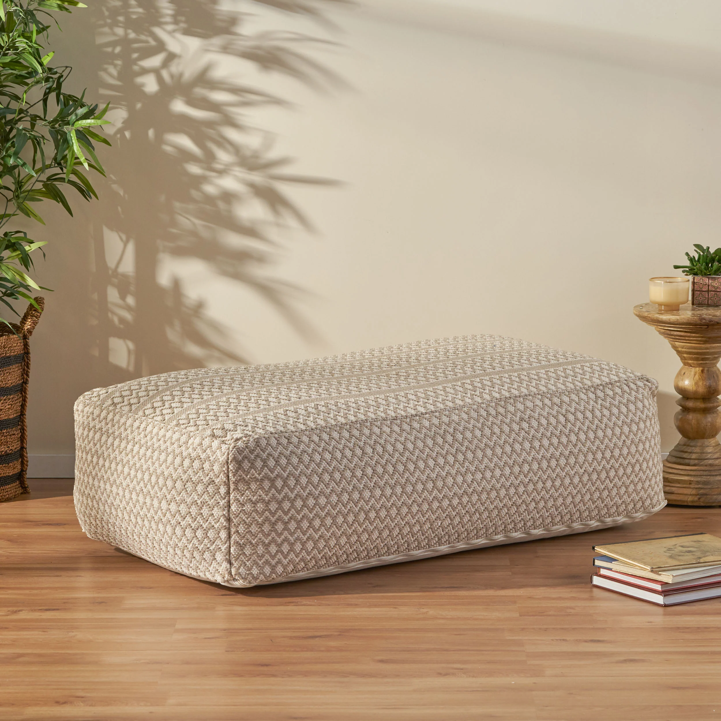 Julianny Boho Rectangular Bean Bag Ottoman - furnishings