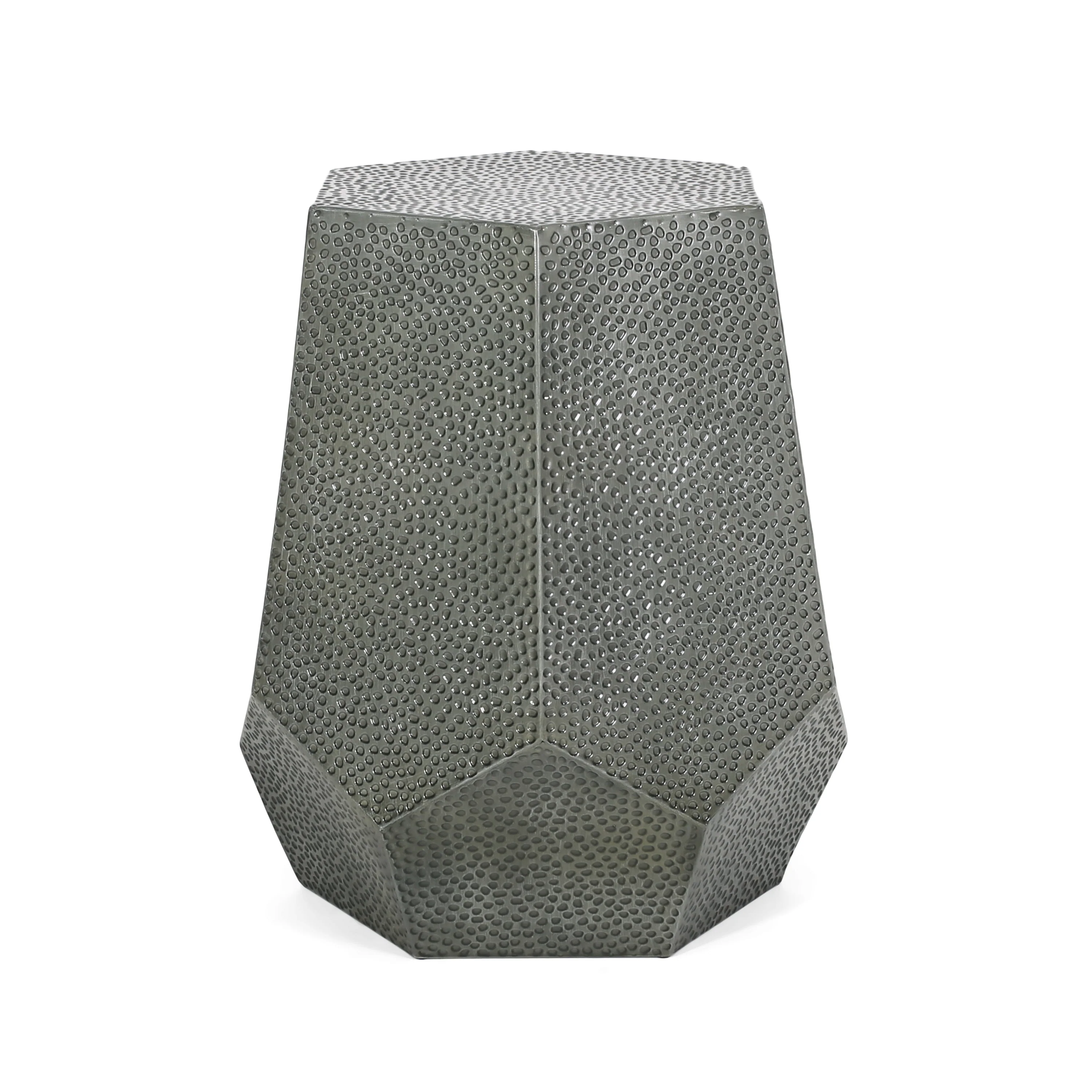 Spofford Modern Hammered Iron Geometric Side Table - furnishings