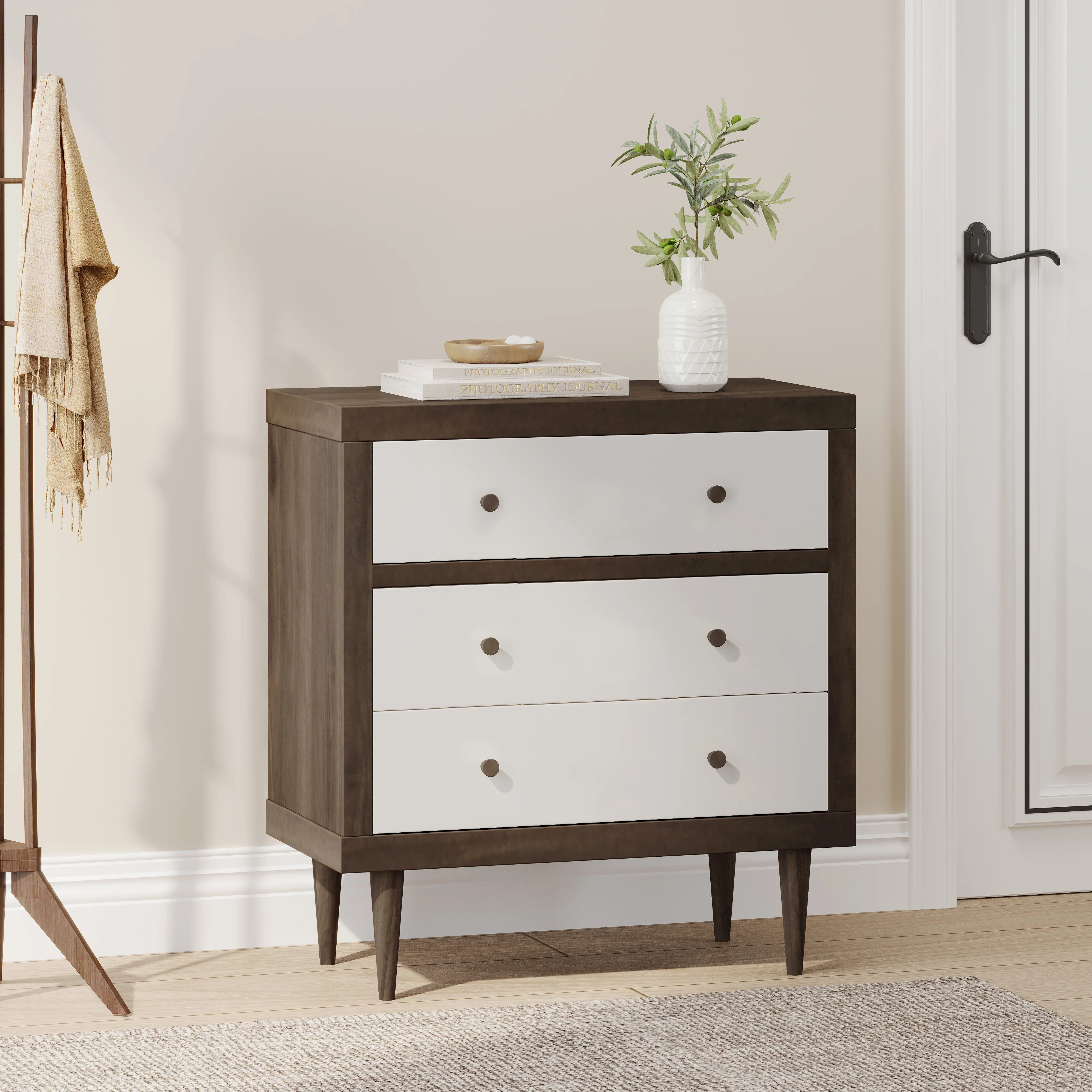 Farhart Mid Century Modern 3 Drawer Chest - furnishings