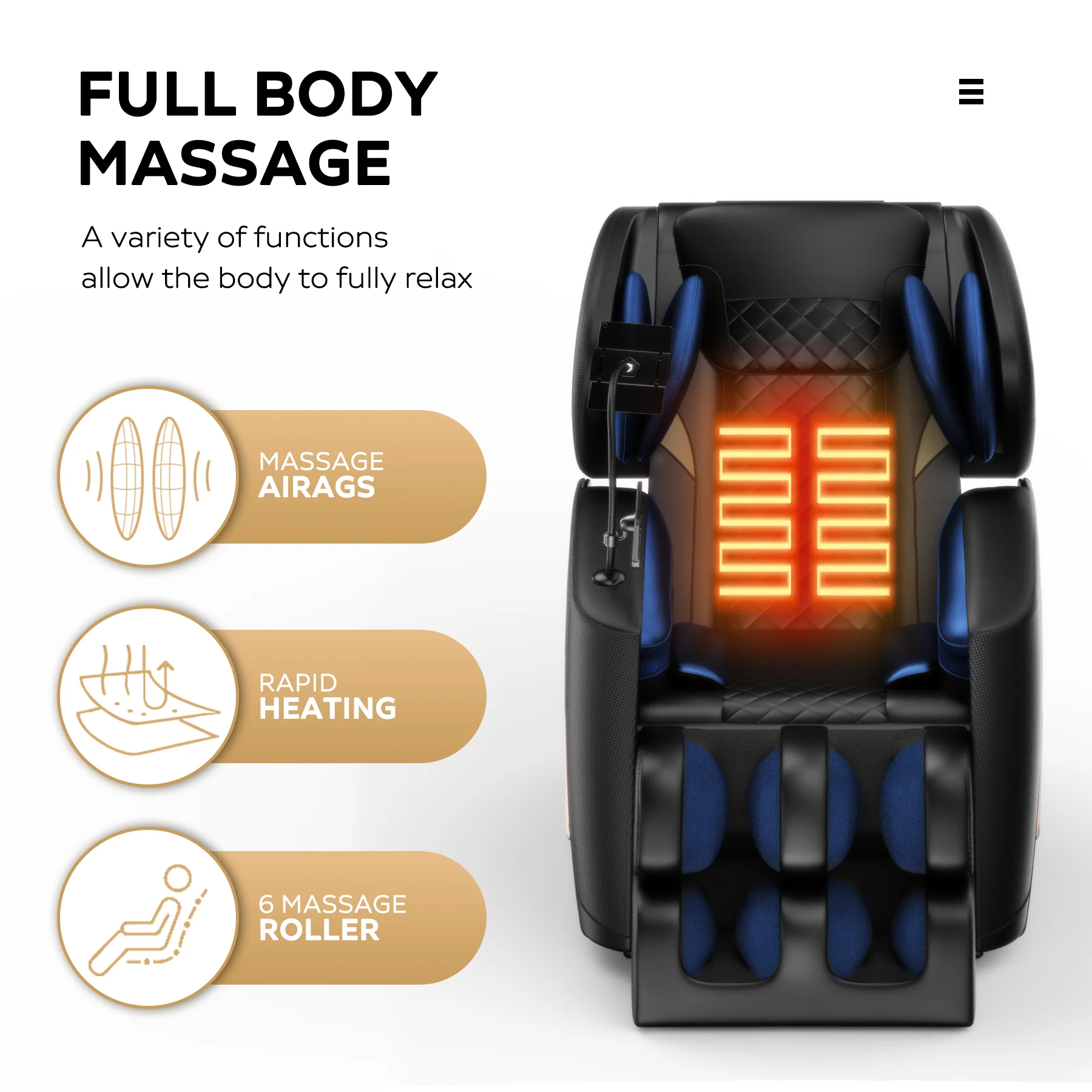 New Advanced Zero Gravity Full Body Massage Chair with Air Pressure Massage - furnishings