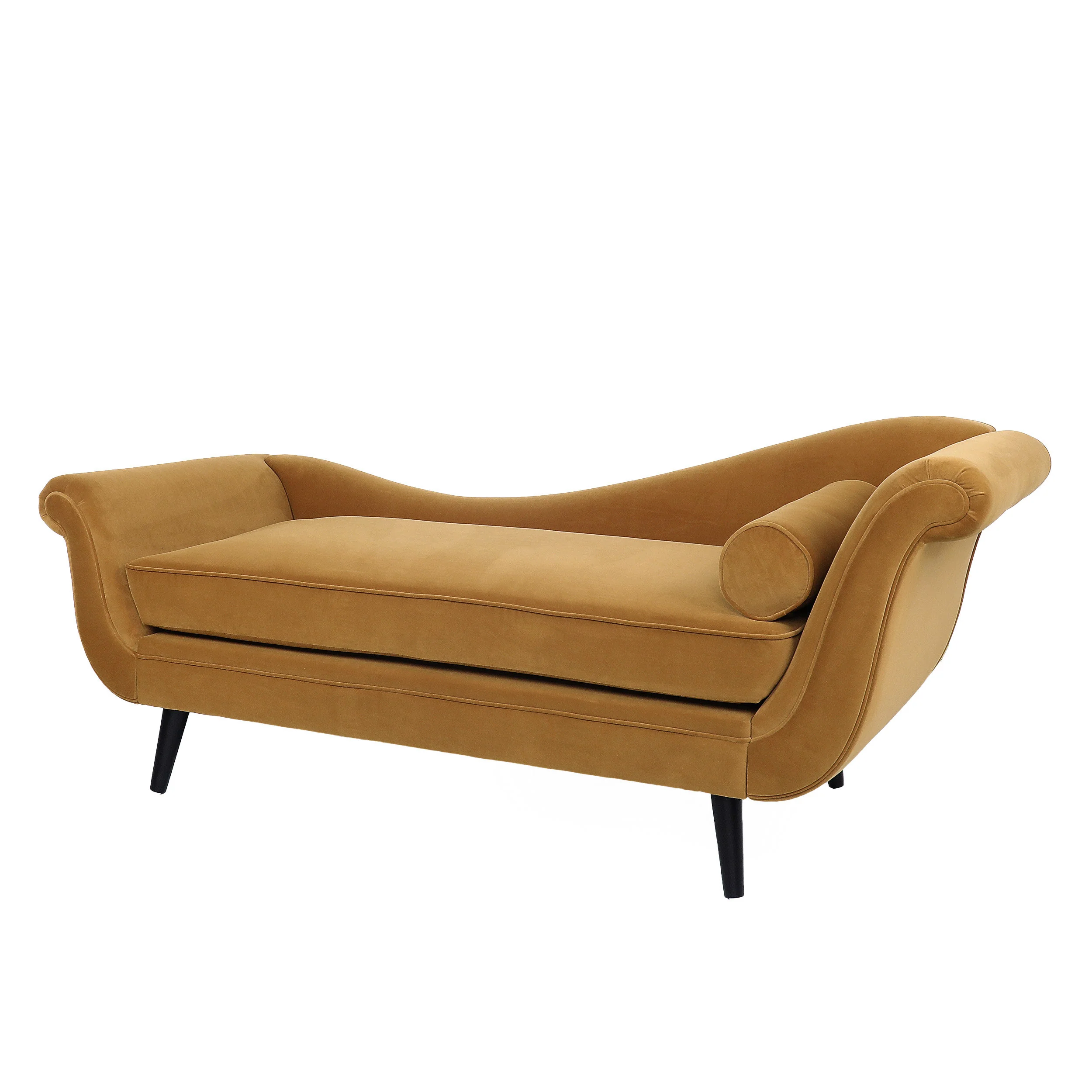 Jakyrah Contemporary Velvet Chaise Lounge with Scroll Arms - furnishings