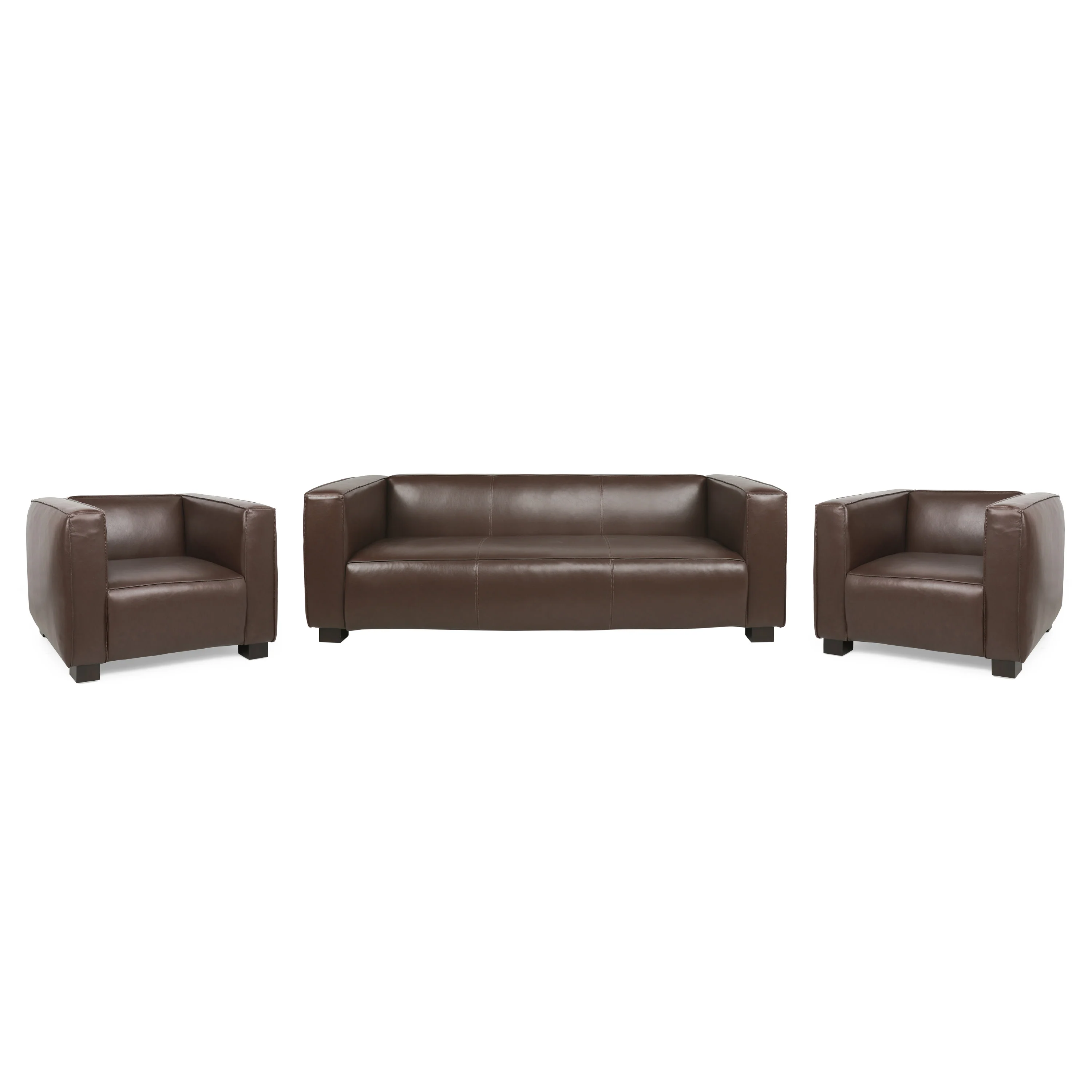 Minkler Contemporary Faux Leather 3 Piece Living Room Sofa Set - furnishings