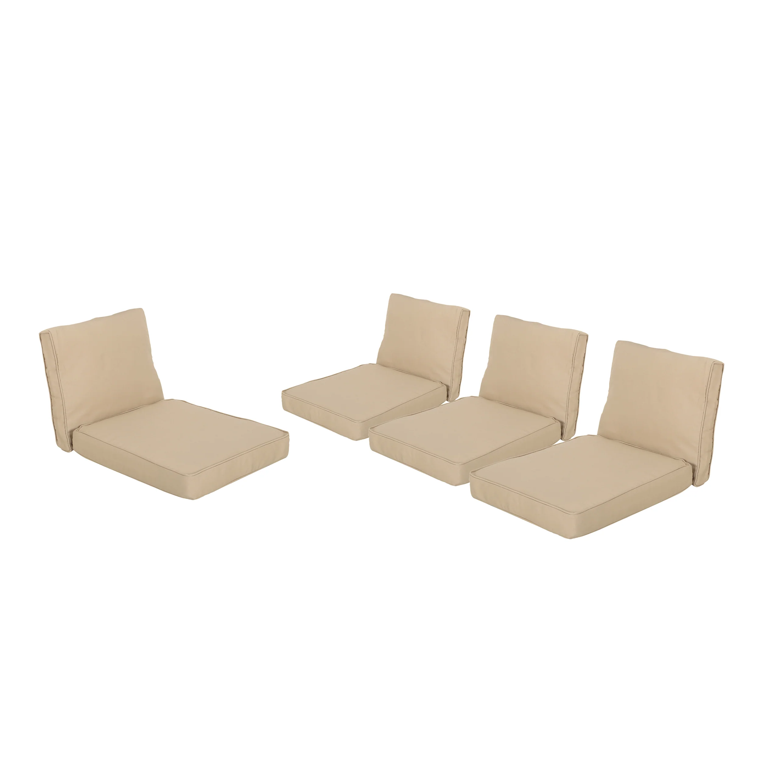 Atiyah Outdoor Water Resistant Fabric Club Chair Cushions with Piping (Set of 4) - furnishings