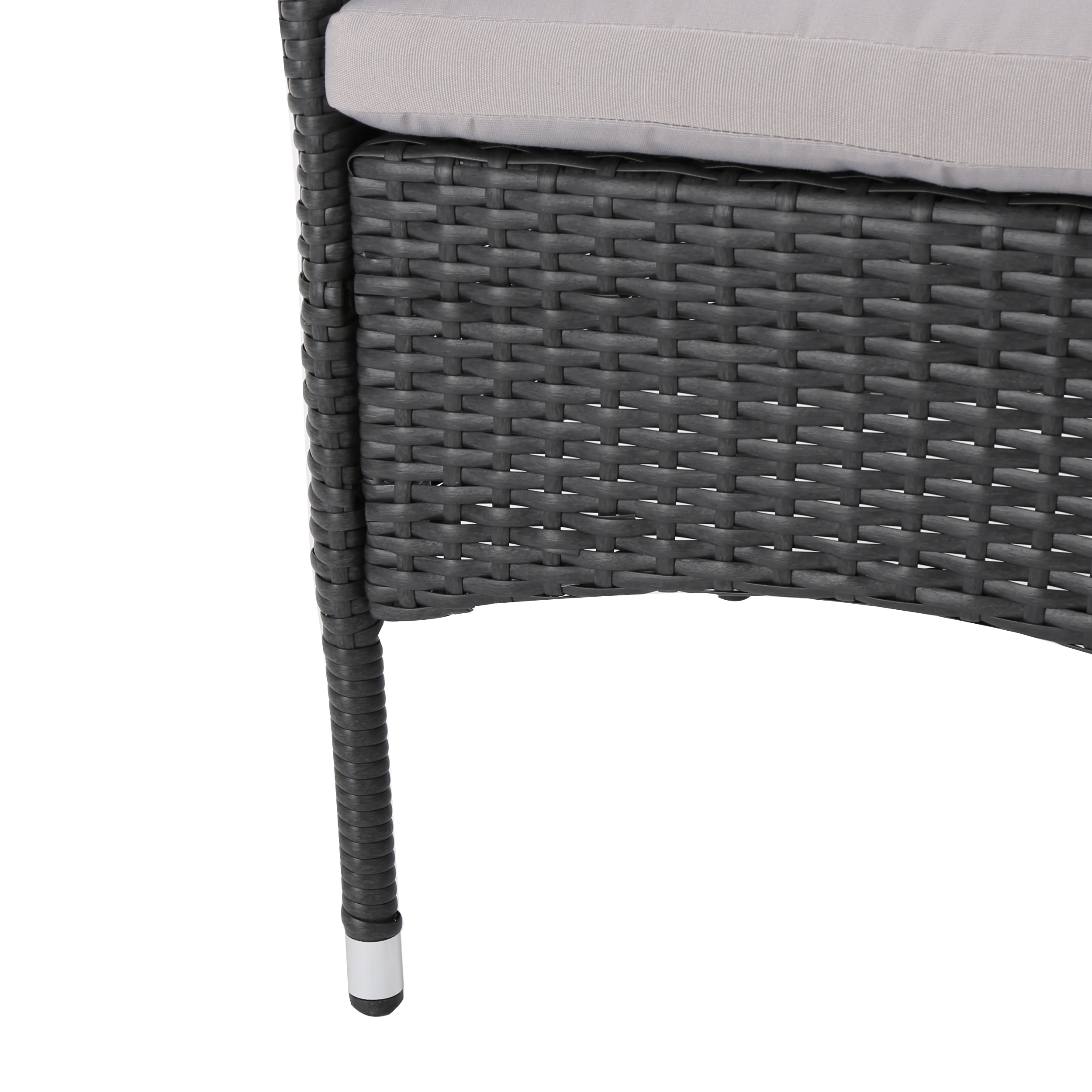Key Outdoor 5 Piece Wood and Wicker Dining Set, Gray and Gray - furnishings