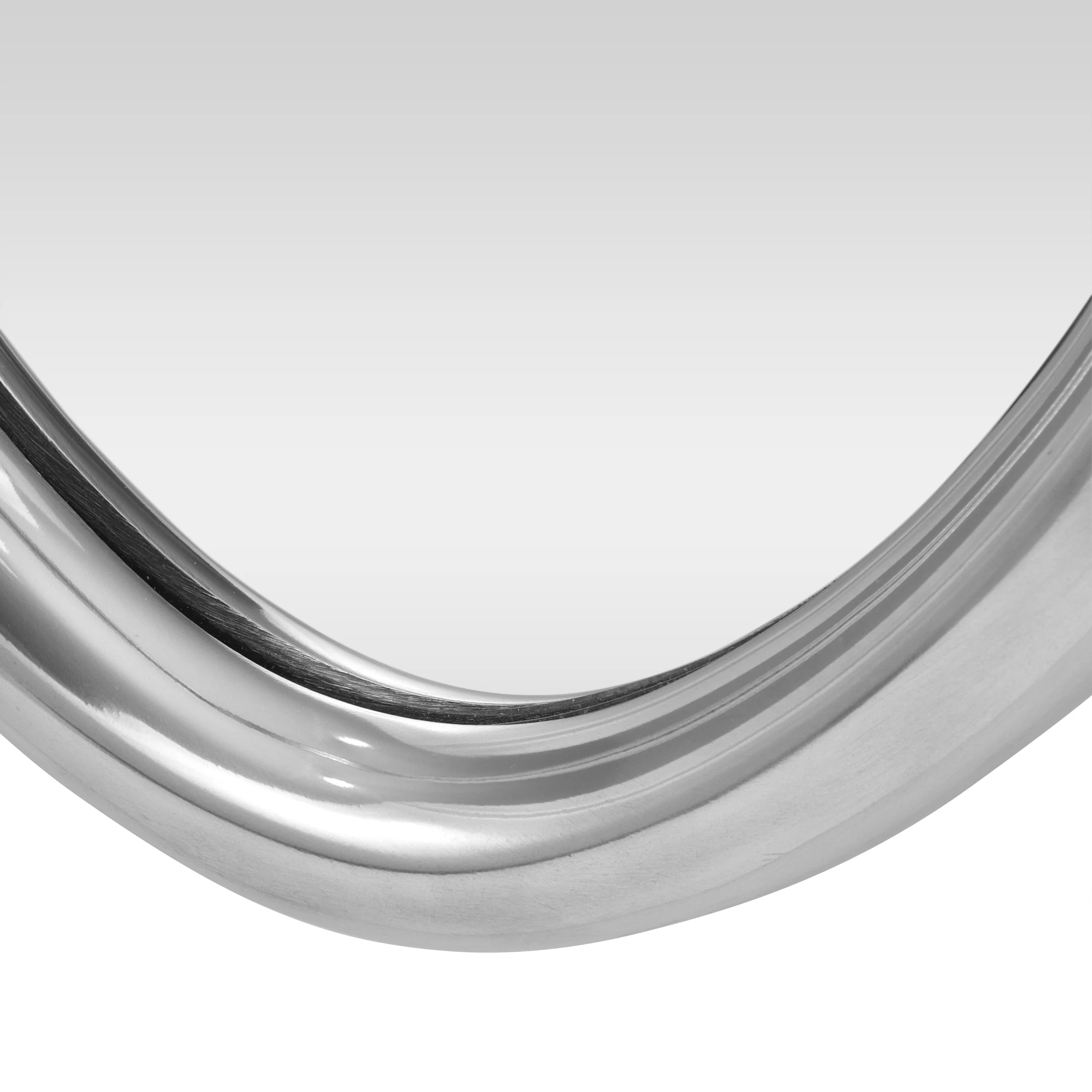 Loris Modern Handcrafted Oval Aluminum Wall Mirror, Silver - furnishings