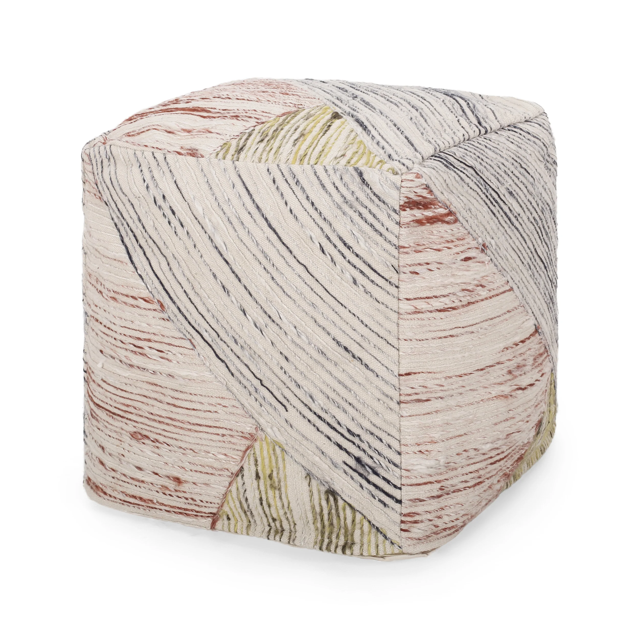 Julliana Traditional Hand Woven Boho Fabric Cube Pouf - furnishings