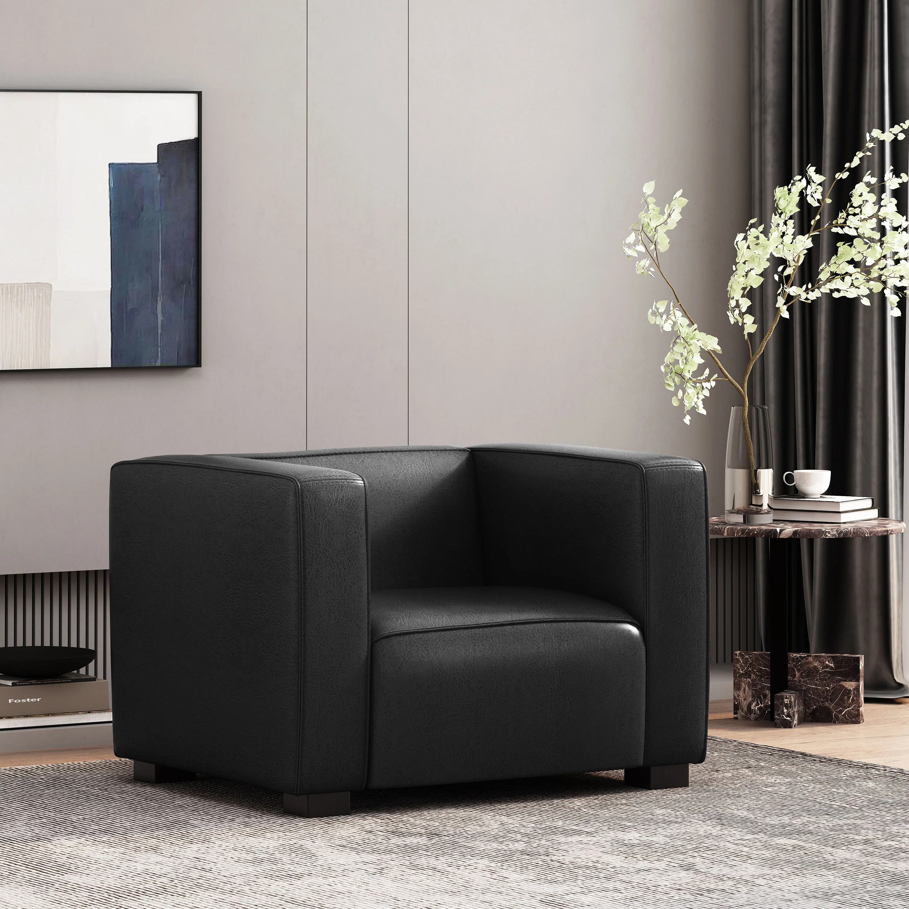 Minkler Contemporary Faux Leather Club Chair - furnishings