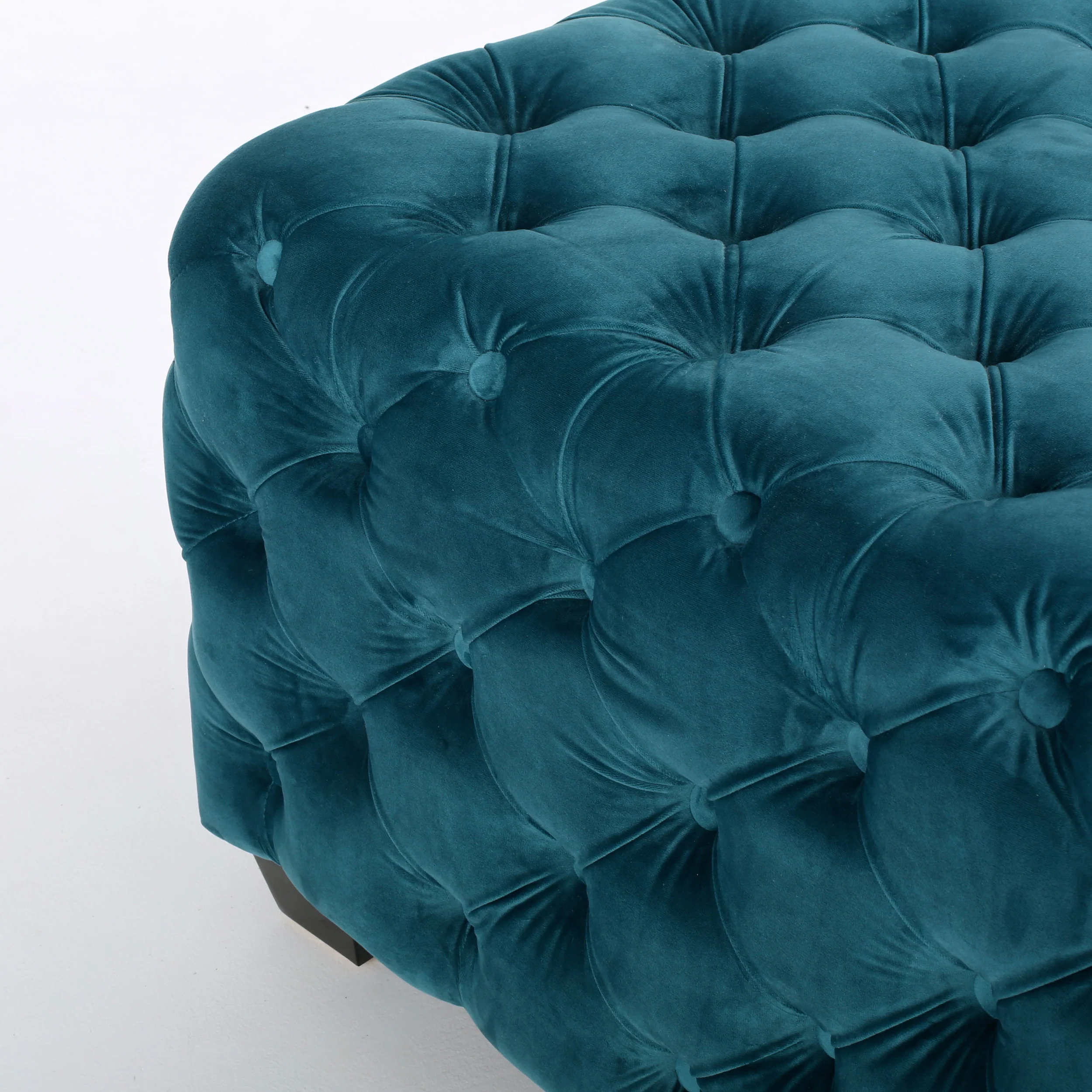 Provence Tufted New Velvet Fabric Ottoman Pouf - furnishings