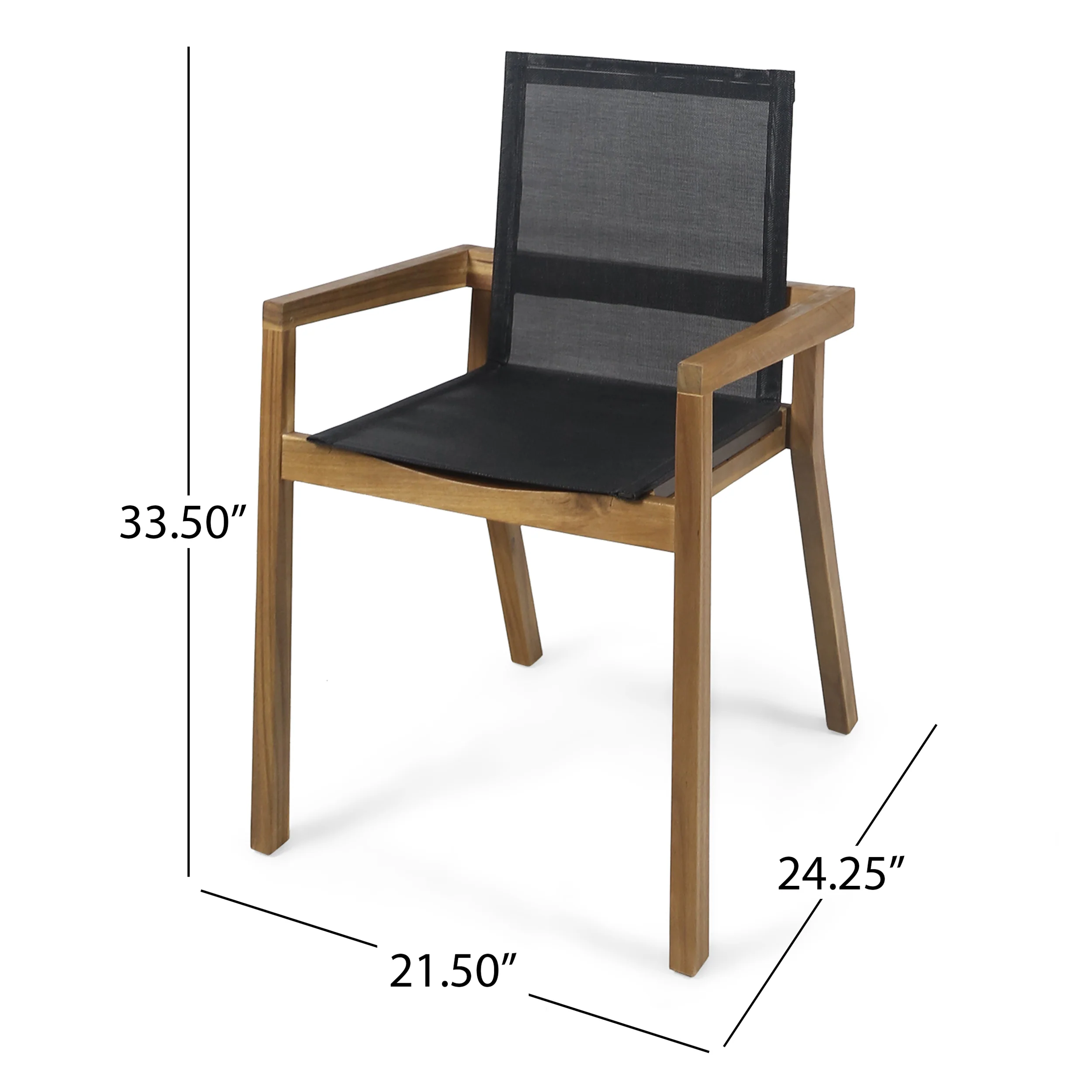 Pitt Outdoor Acacia Wood 6 Seater Patio Dining Set with Mesh Seats - furnishings