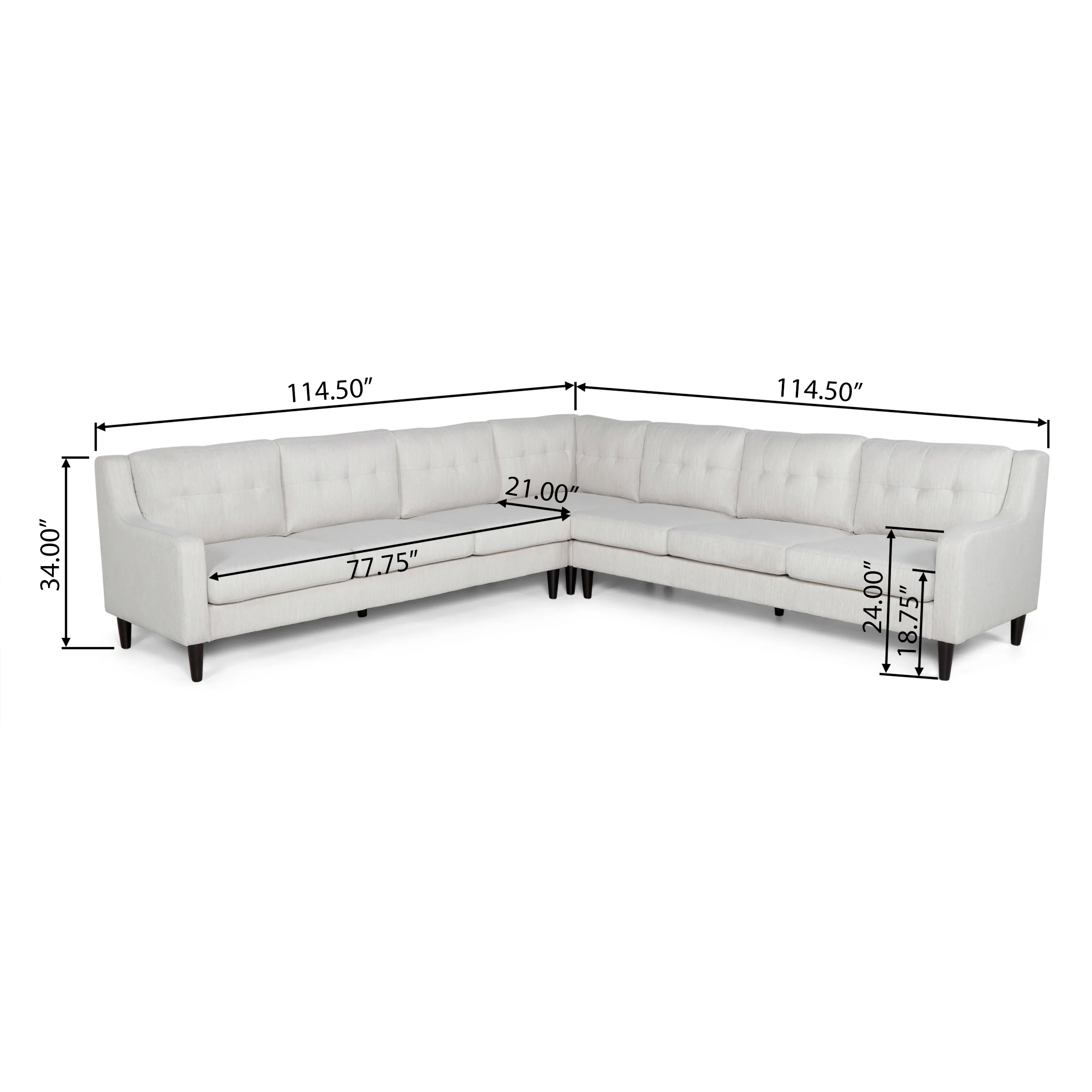 McCone Contemporary Tufted Fabric 7 Seater Sectional Sofa Set - furnishings