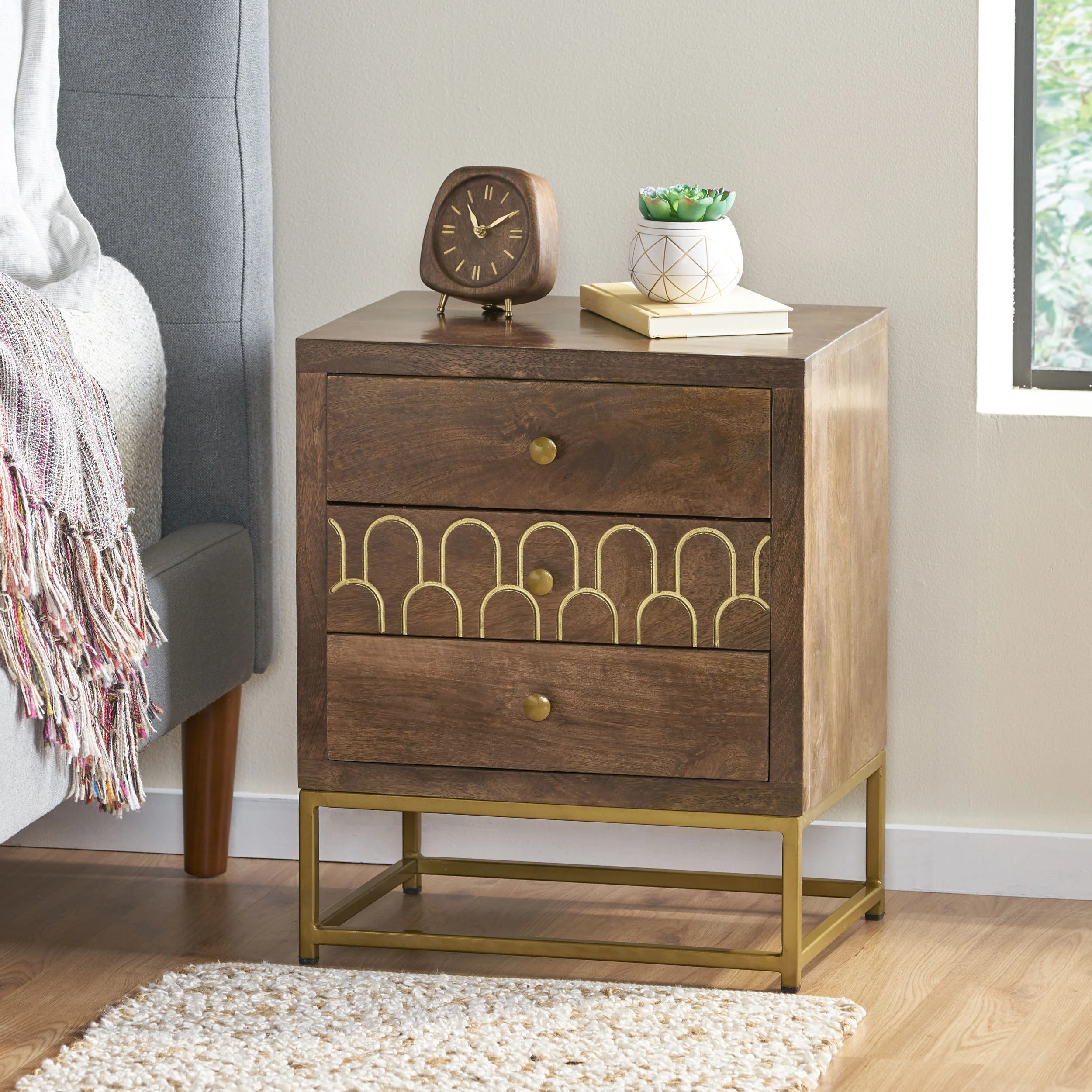 Javayah Contemporary Wooden Night Stand - furnishings