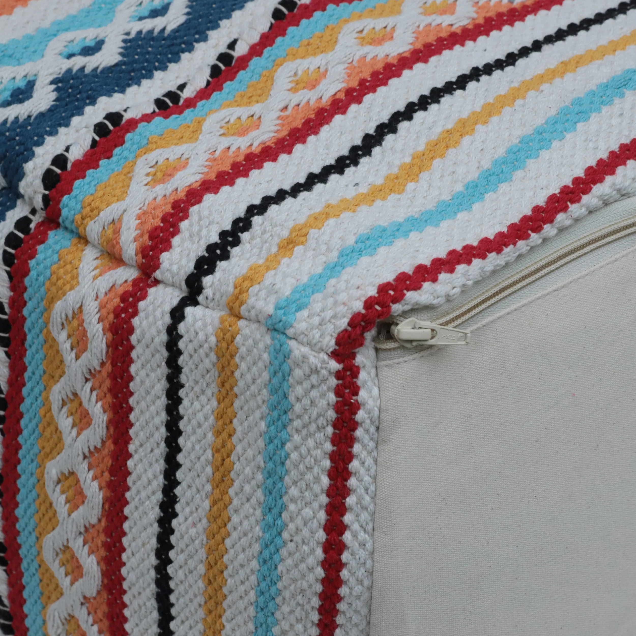 Hilliard Boho Handcrafted Peruvian Print Cube Pouf - furnishings