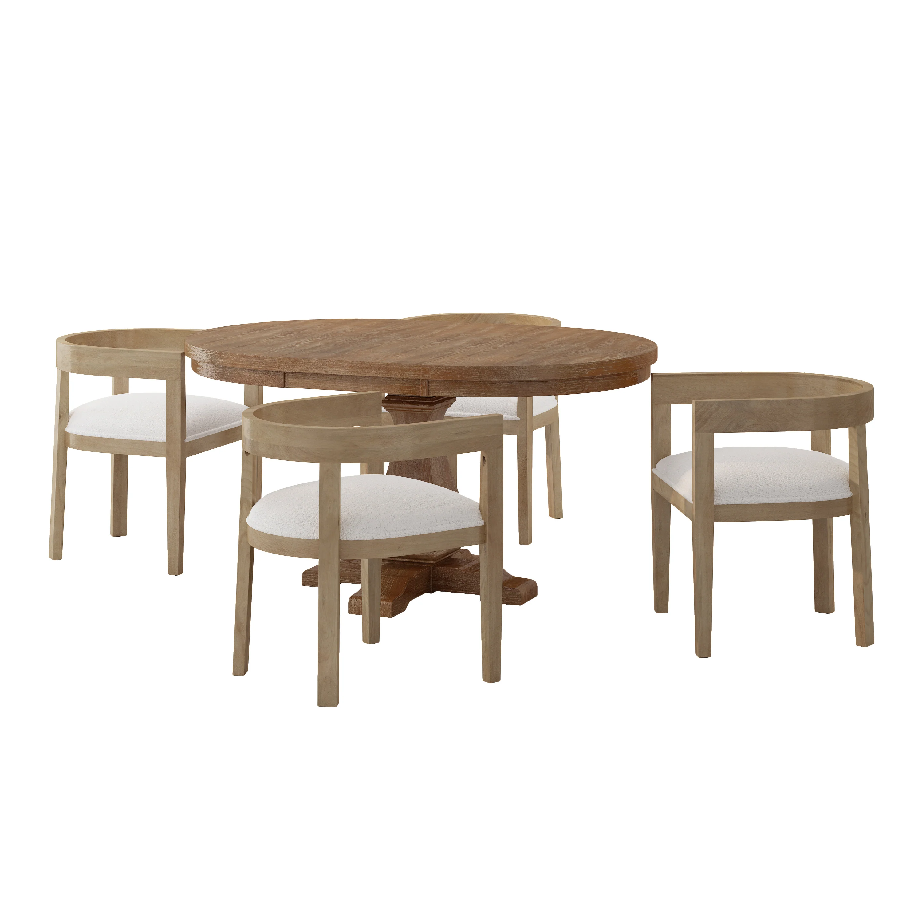 Ladieu Fabric Upholstered Wood 5 Piece Dining Set - furnishings