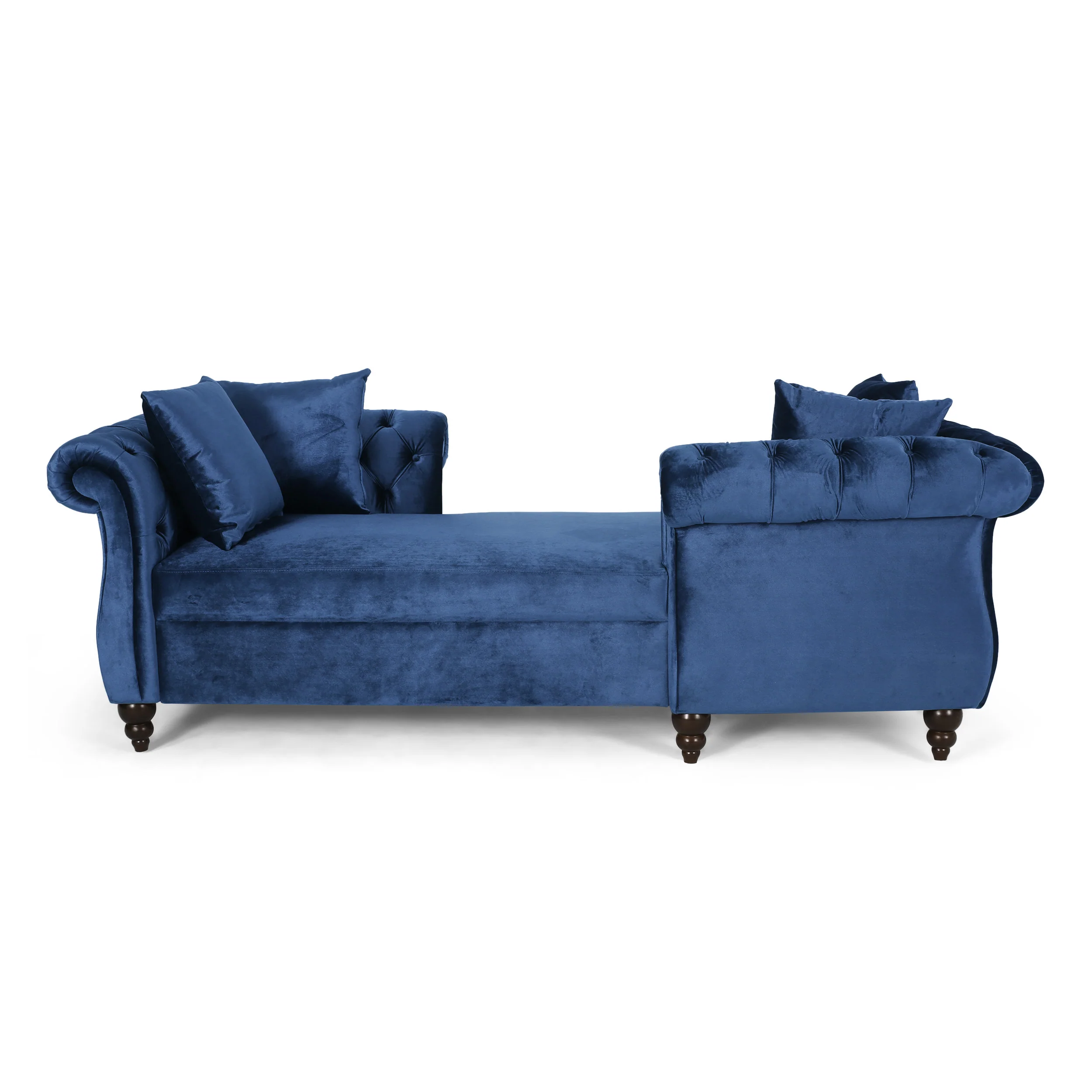Harrisville Modern Glam Tufted Velvet Tete-a-Tete Chaise Lounge with Accent Pillows - furnishings
