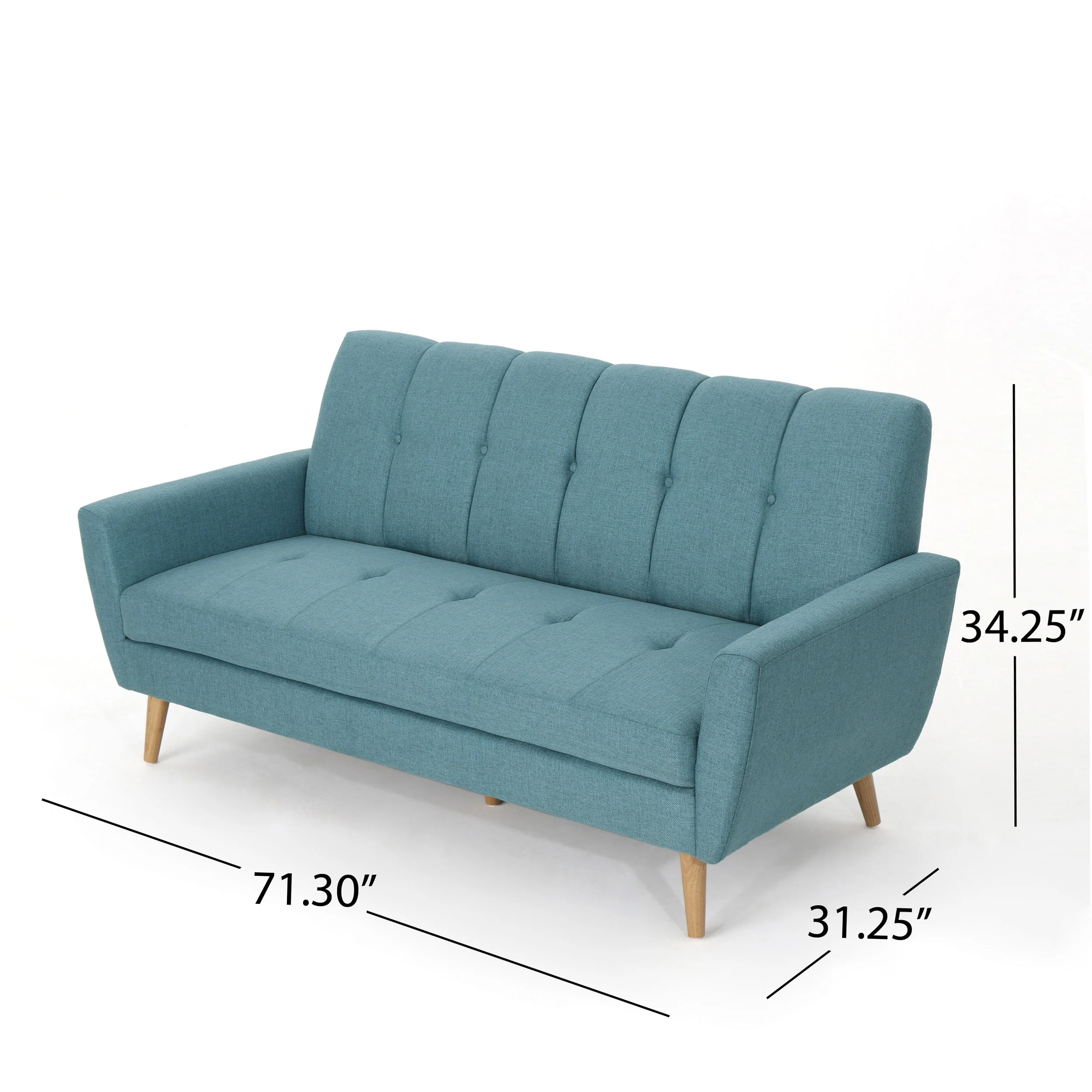 Angelica Mid-Century Modern 3-Piece Chairs & Couch Fabric Living Room Set - furnishings
