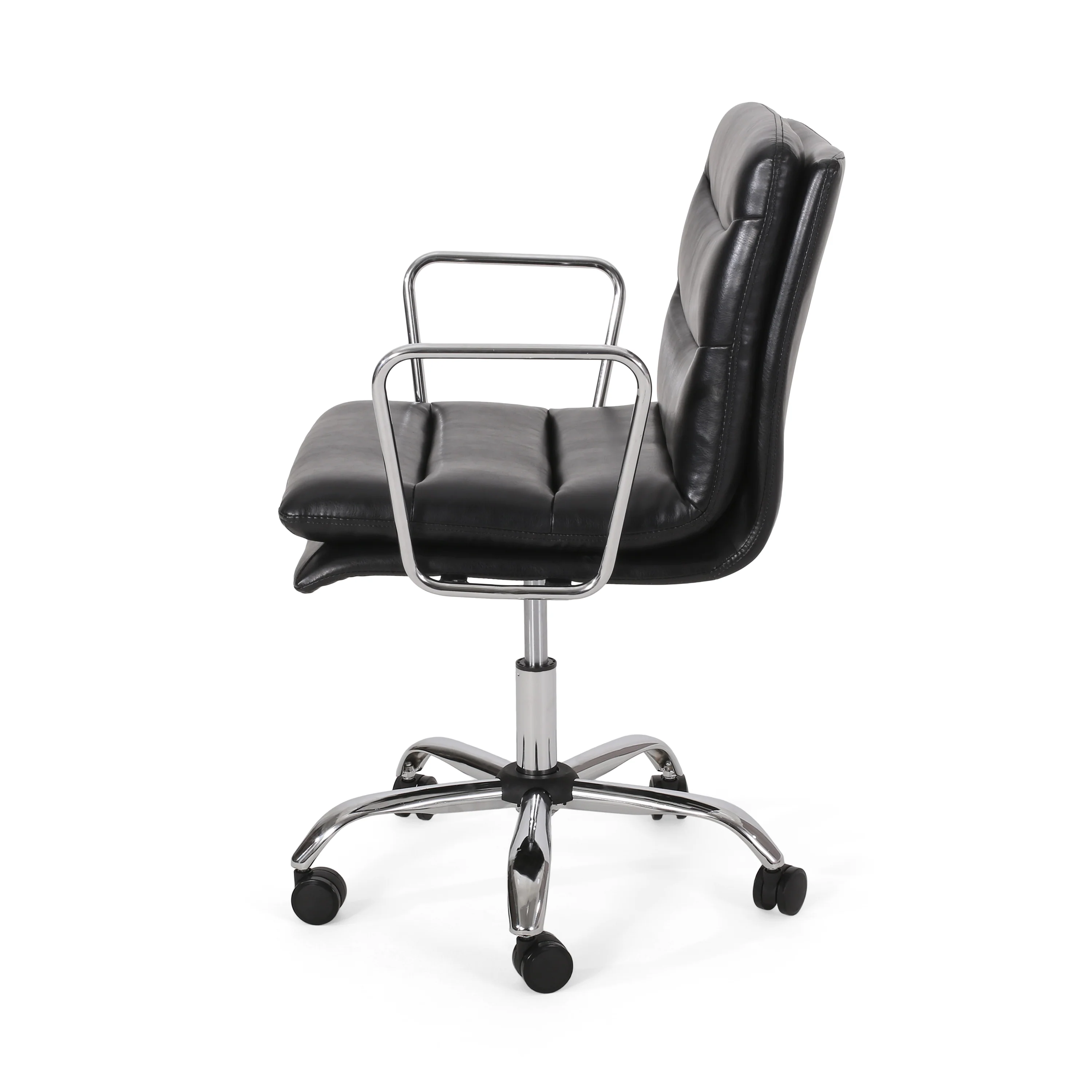 Gould Contemporary Faux Leather Channel Stitch Swivel Office Chair - furnishings