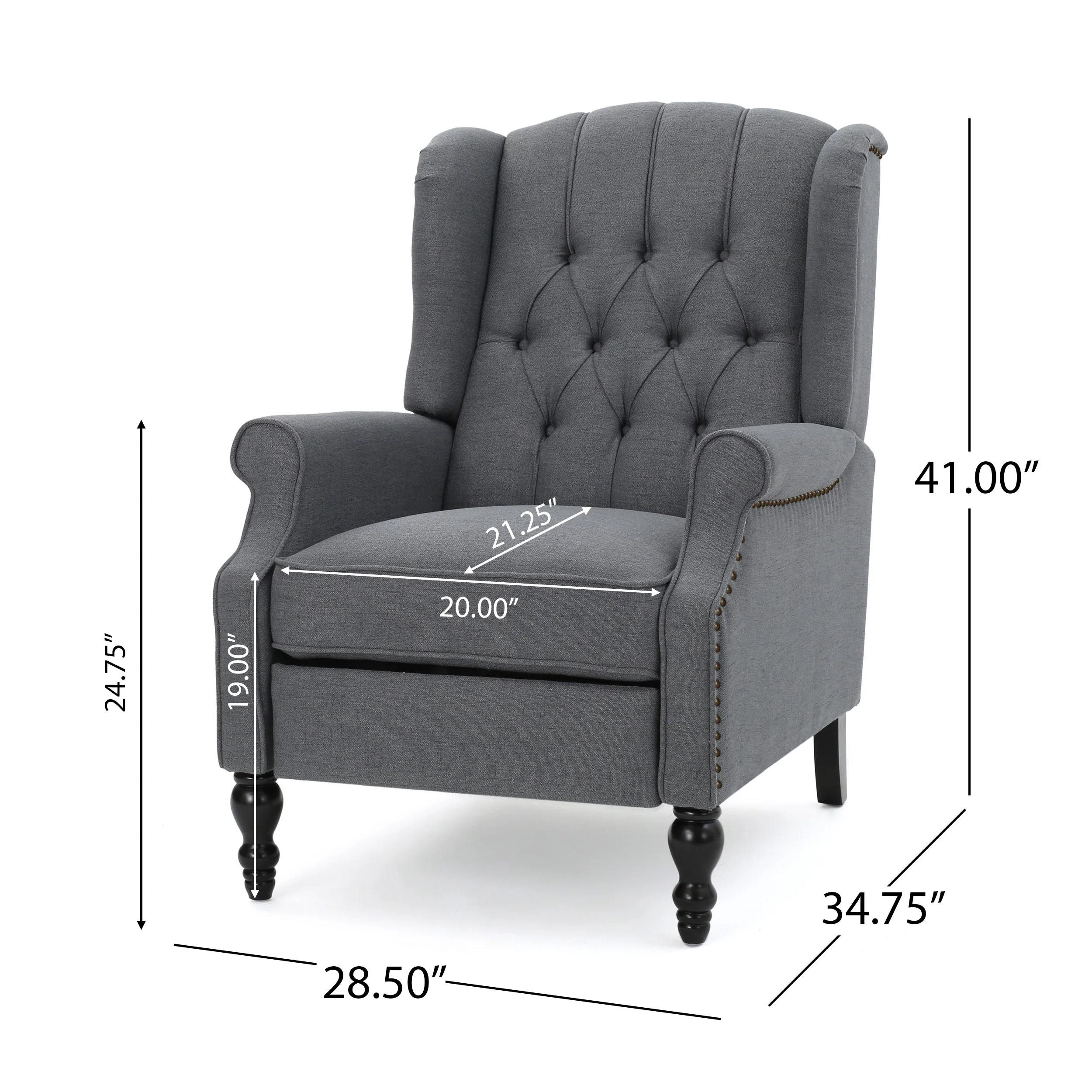 Elizabeth Contemporary Tufted Fabric Recliner (Set of 2) - furnishings