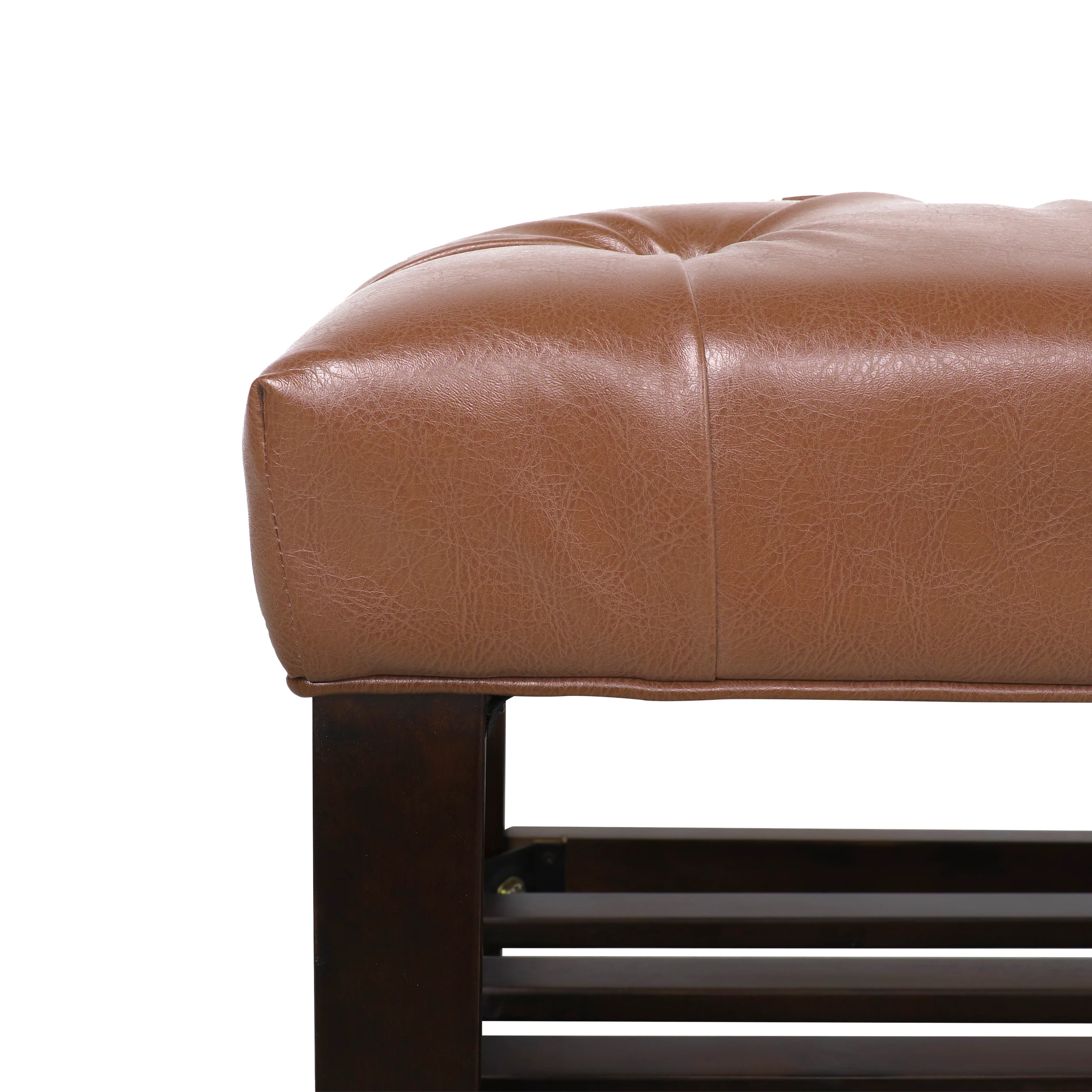 Pelon Contemporary Button Tufted Bench with Shelf - furnishings