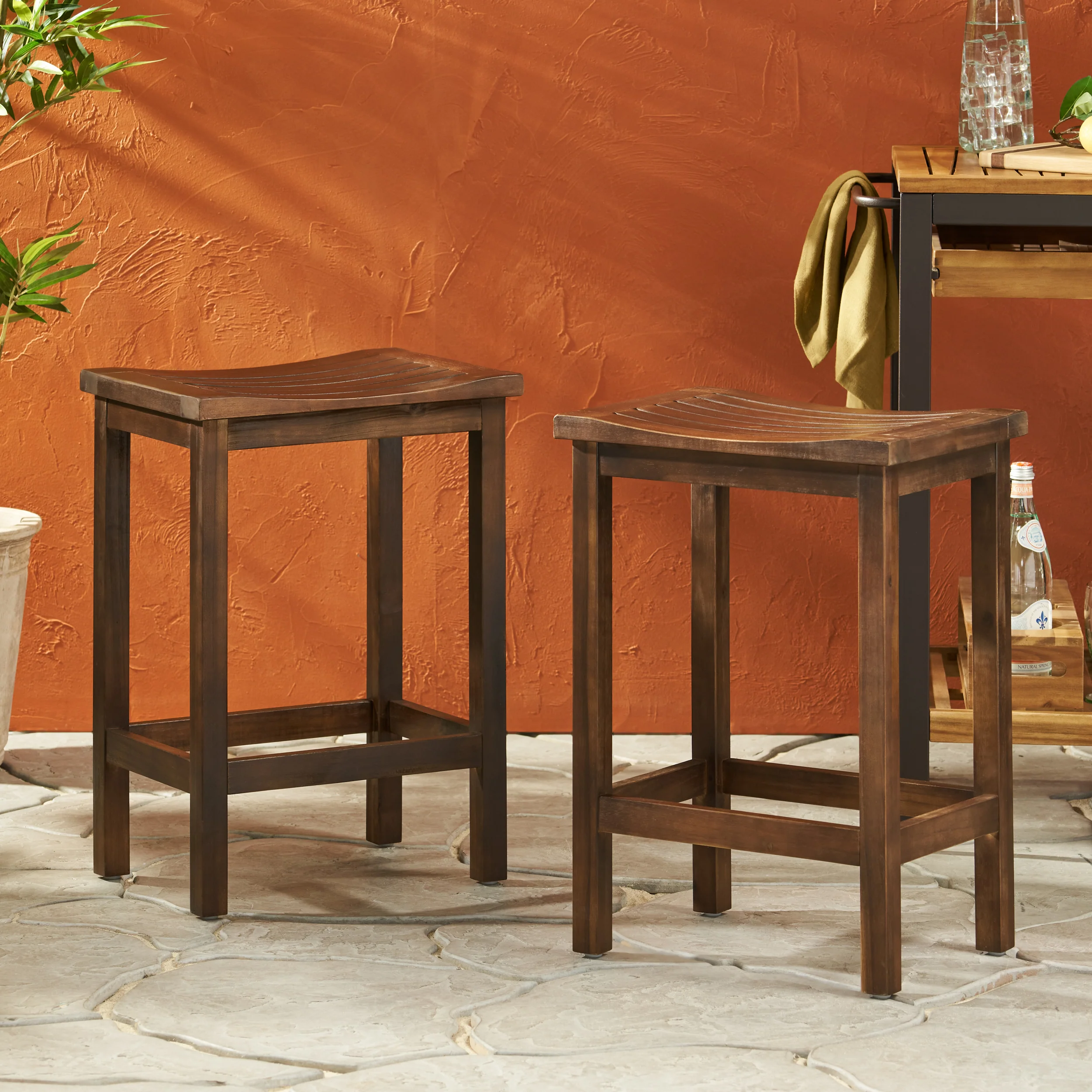 Lantana Brown Mahogany 24-Inch Counter Stools (Set of 2) - furnishings