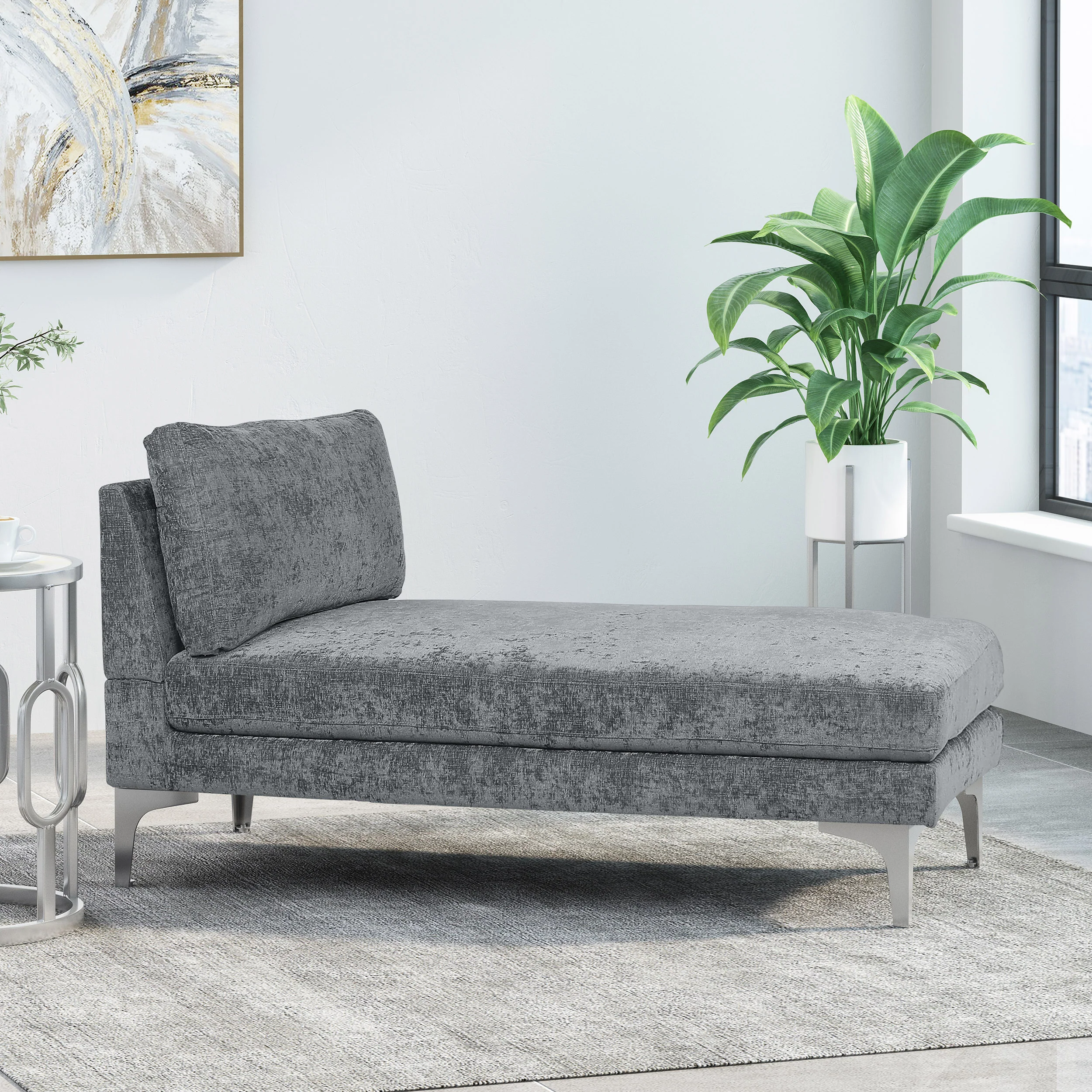 Makenleigh Contemporary Fabric Chaise Lounge - furnishings