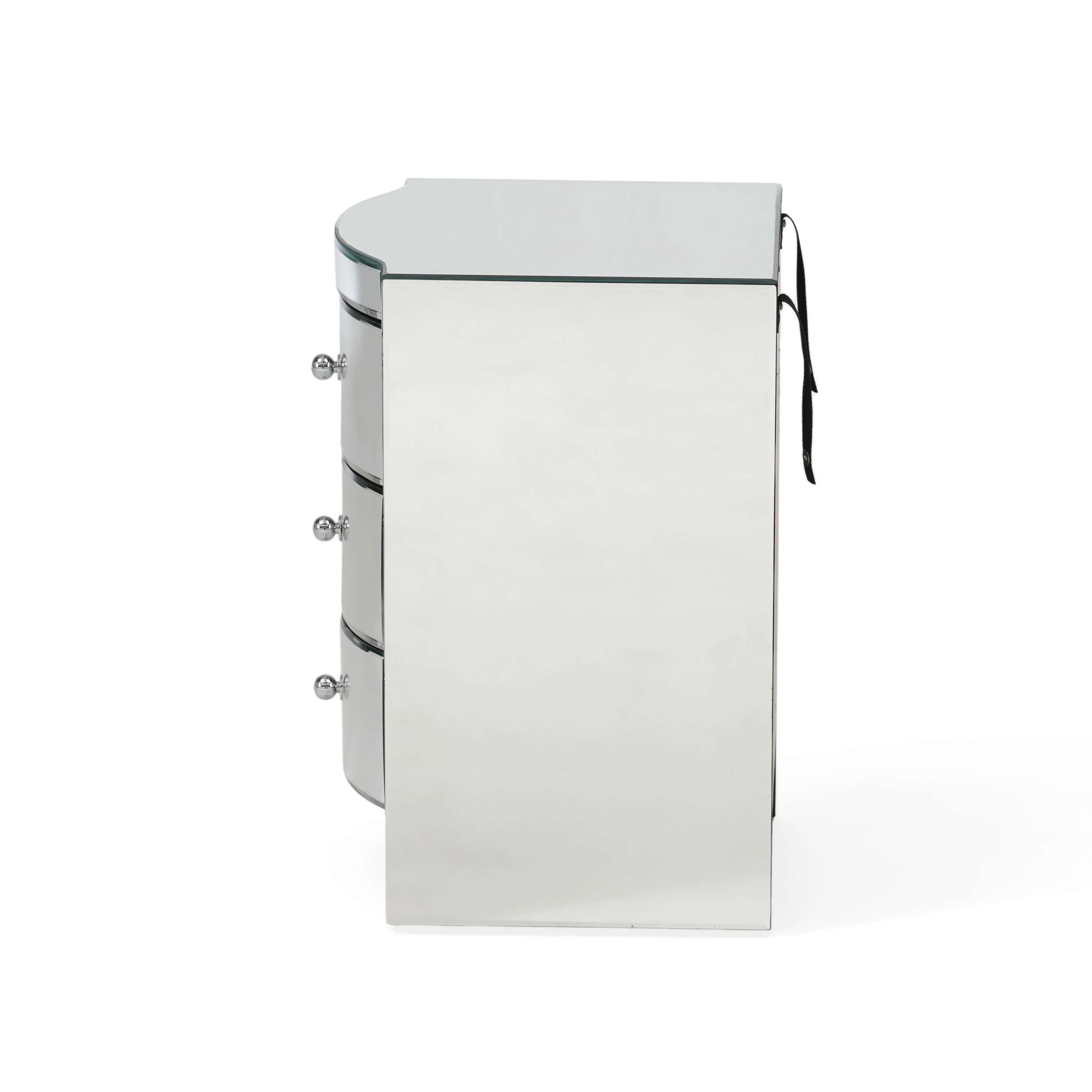 Jacinda Modern Glam Mirrored 3 Drawer Side Table - furnishings