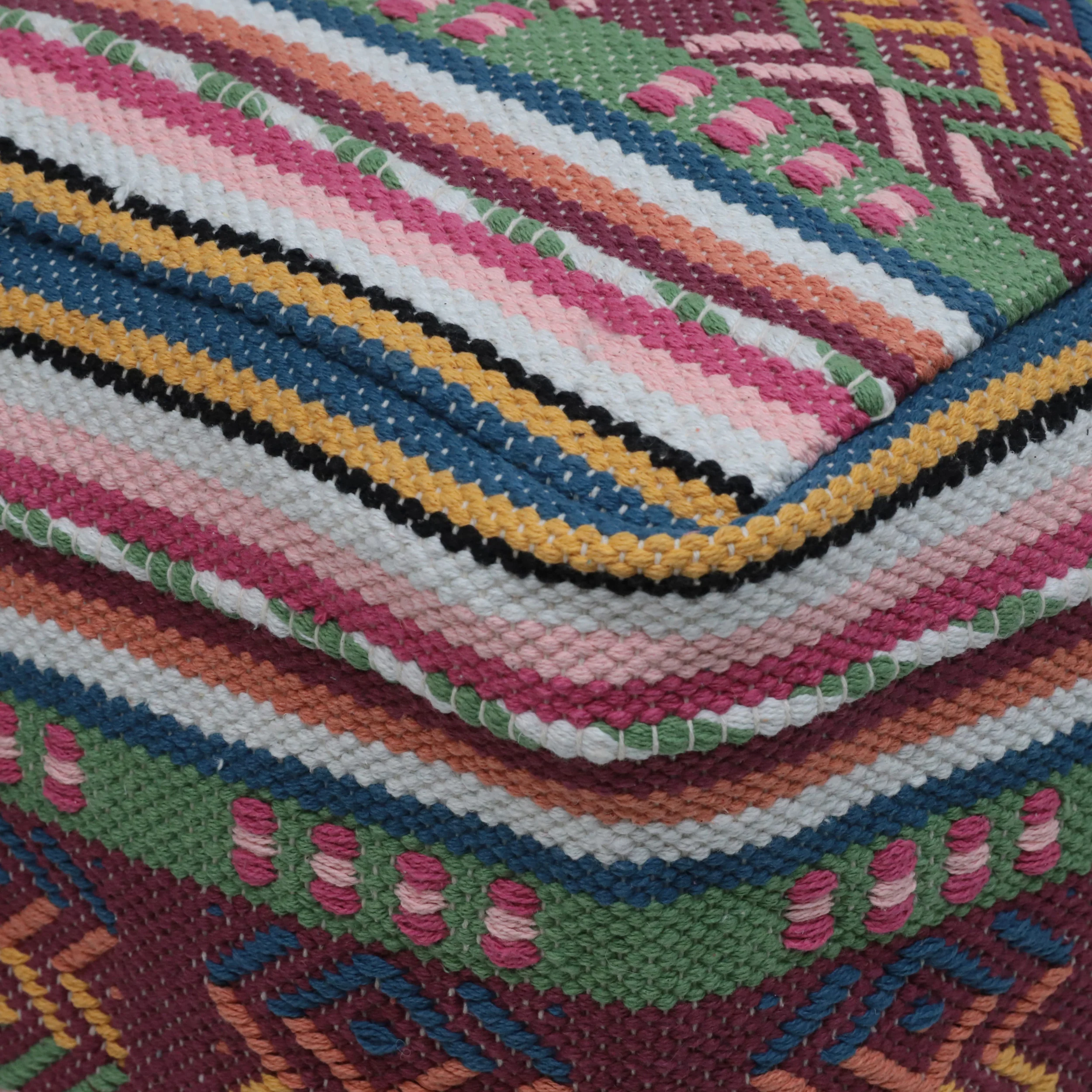 Hilliard Boho Handcrafted Peruvian Print Cube Pouf - furnishings