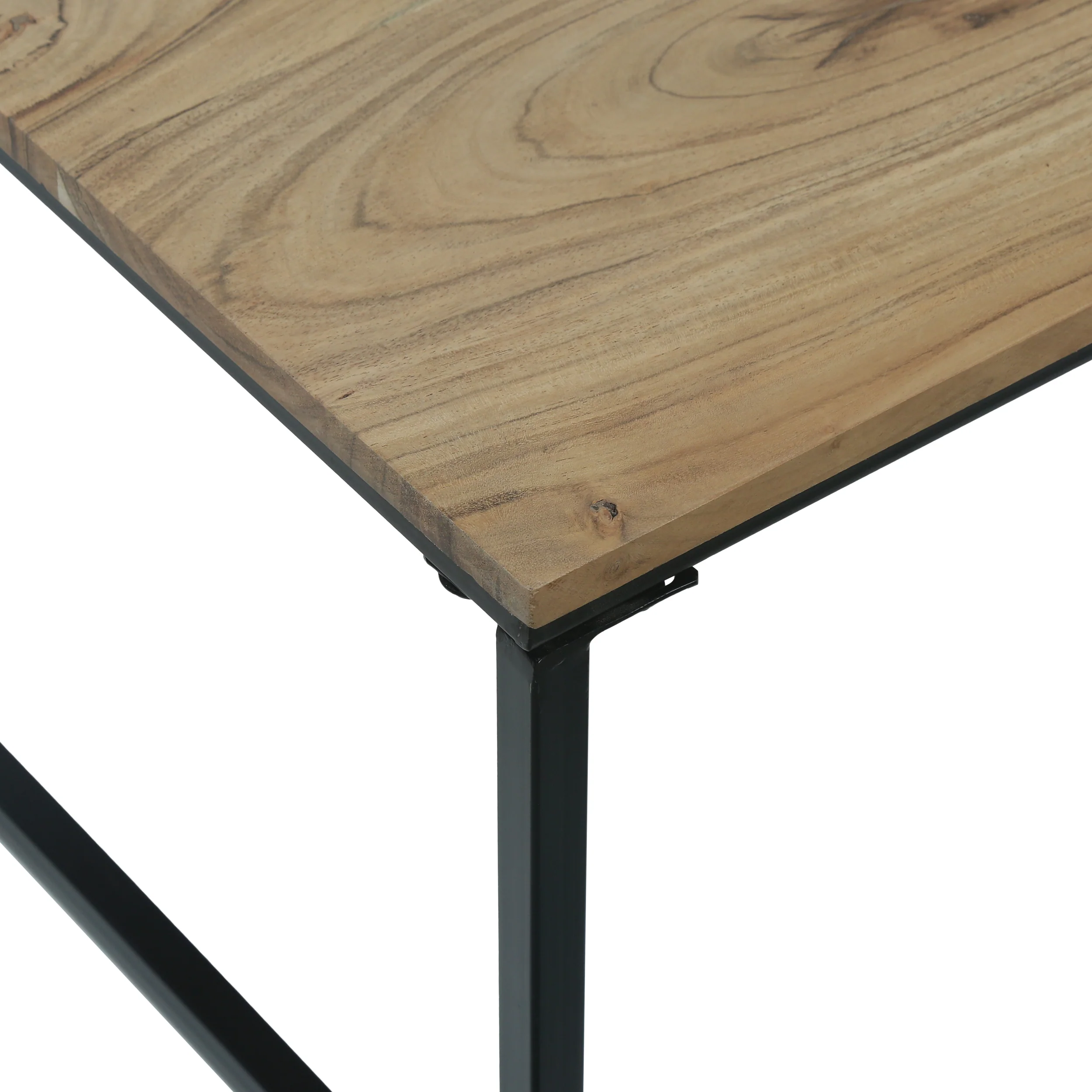 Froid Modern Industrial Handcrafted Acacia Wood Coffee Table, Natural and Black - furnishings