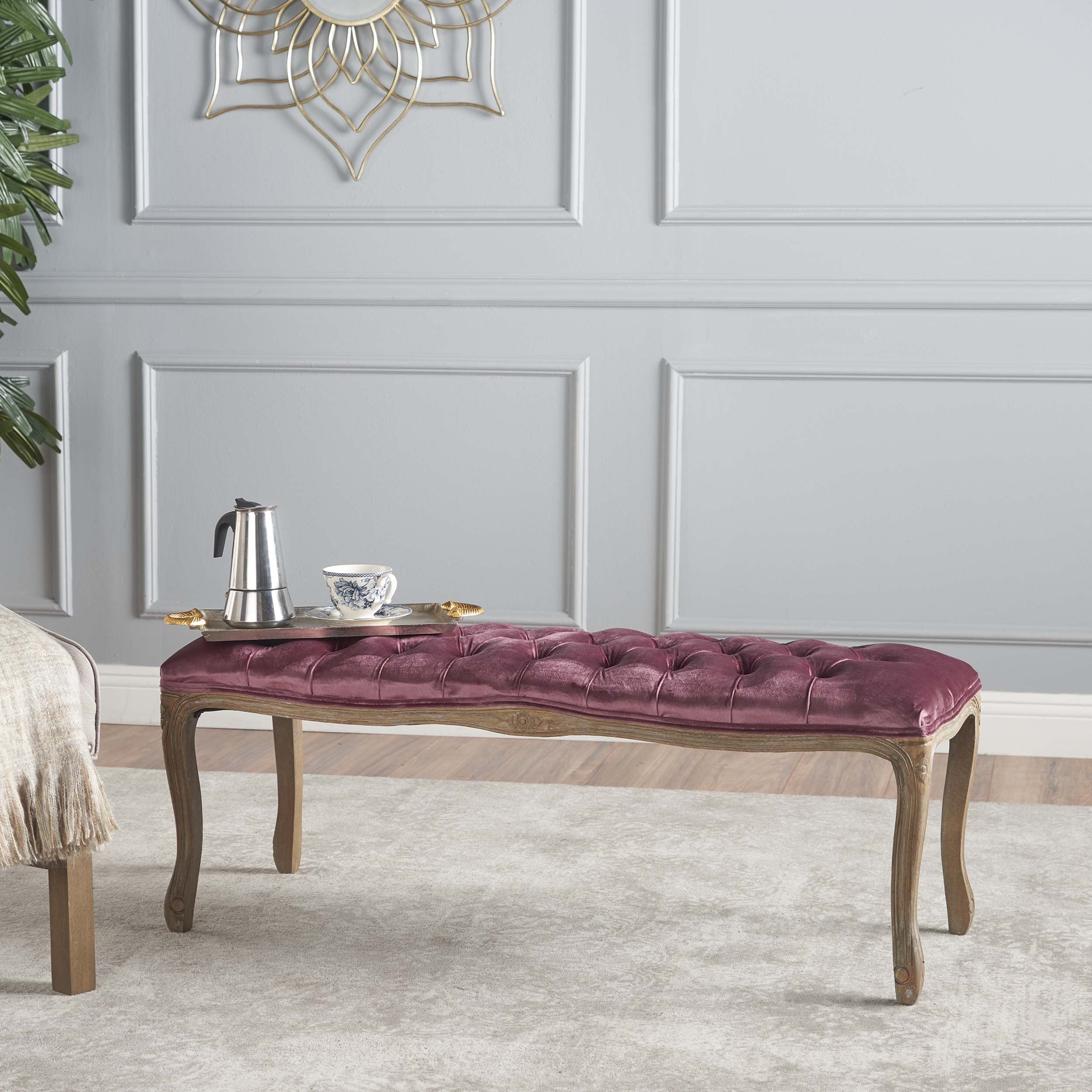 Talia Elegant Tufted New Velvet Cushion Bench - furnishings