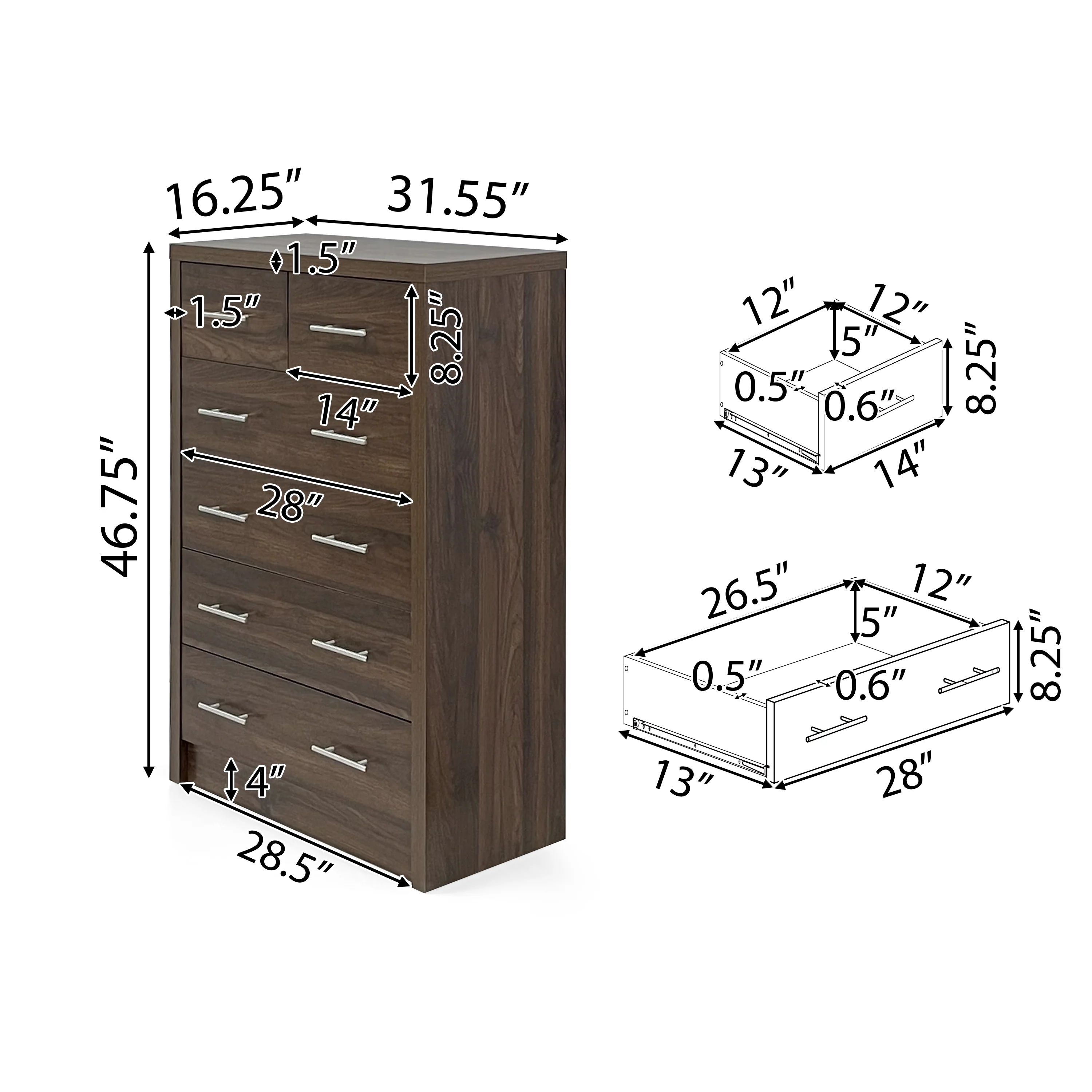 Marlette Modern Faux Wood 6 Drawer Dresser - furnishings