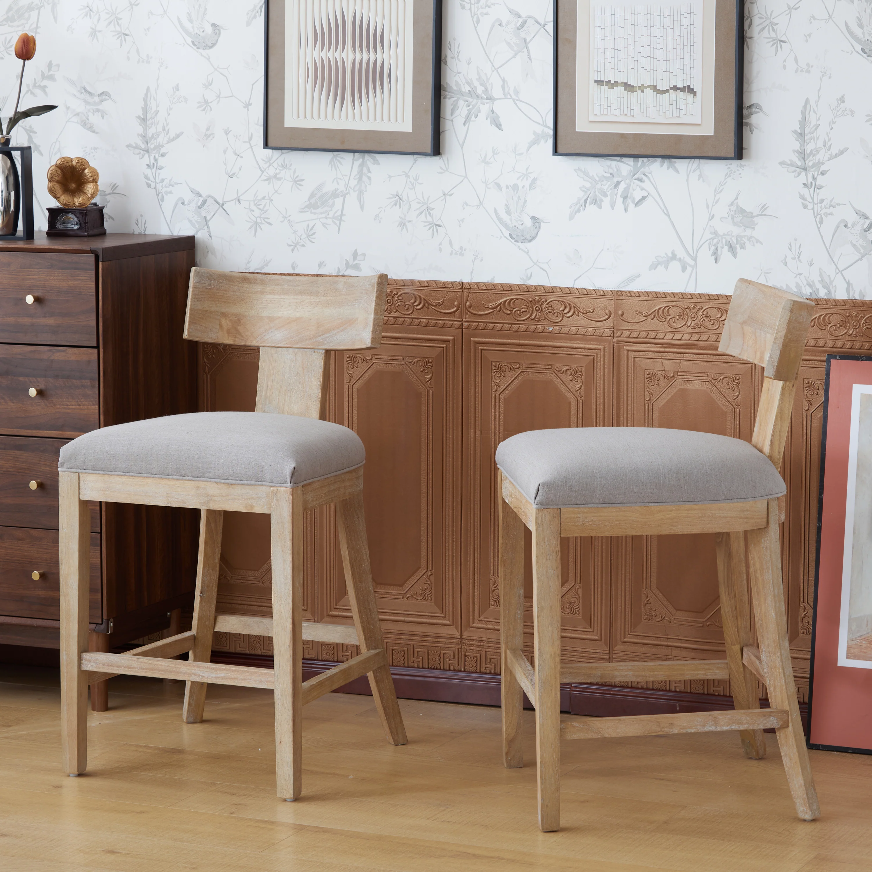 Brussels Upholstered Barstool with Light Gray Cushions - furnishings