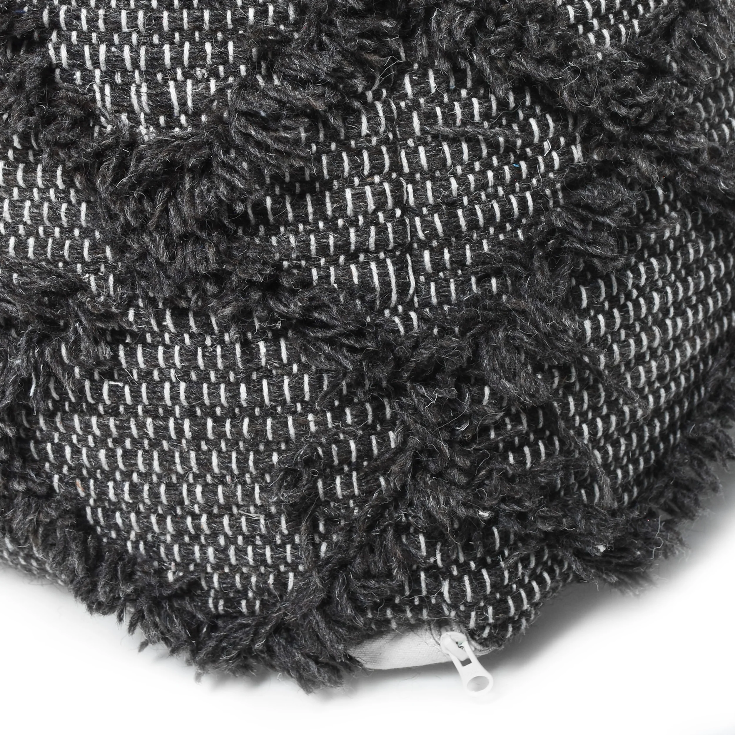 Viraj Boho Artisan Hand Woven Wool and Cotton Cube Pouf - furnishings