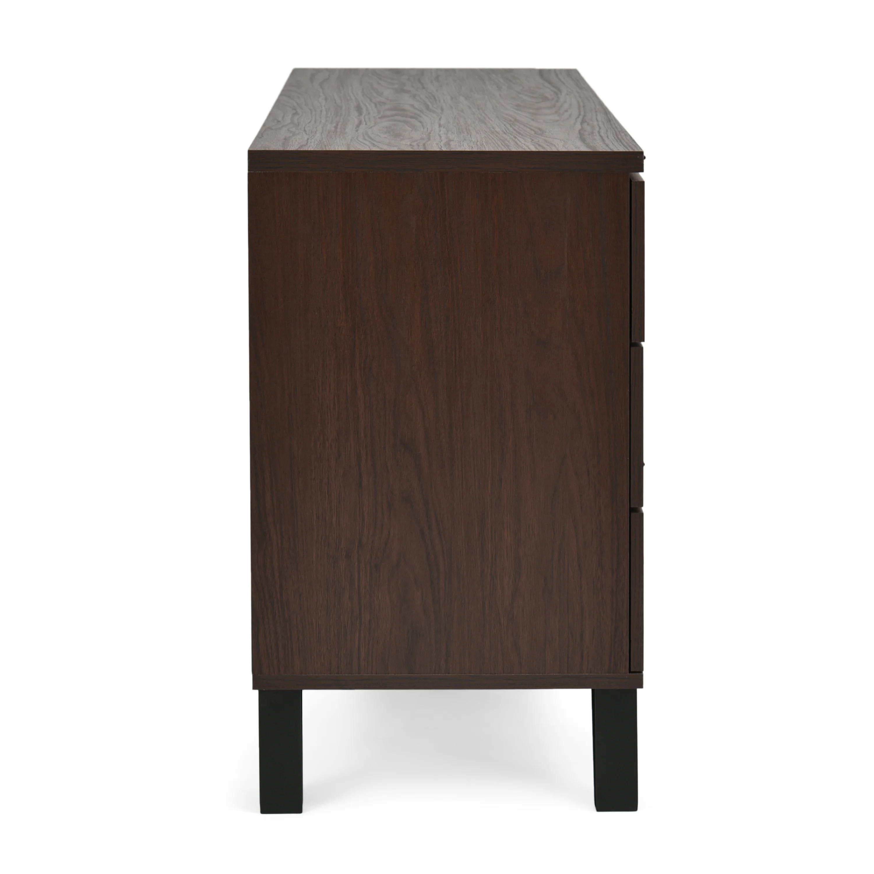 Demijen Modern Industrial 6 Drawer Double Dresser, Walnut and Matte Black - furnishings